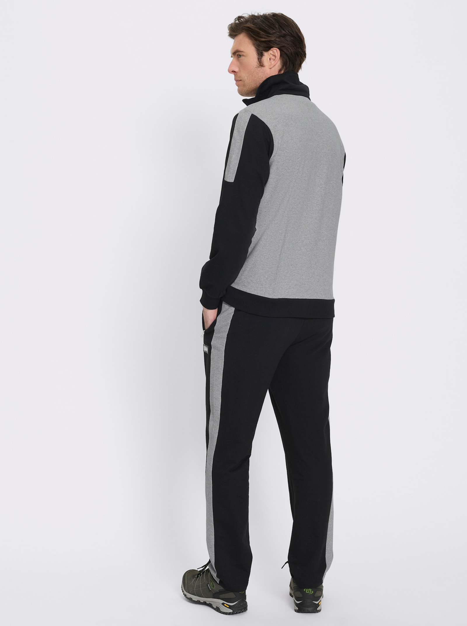 Catamaran Sports Sweatjacke mit Color-Blocking - grau-meliert-schwarz