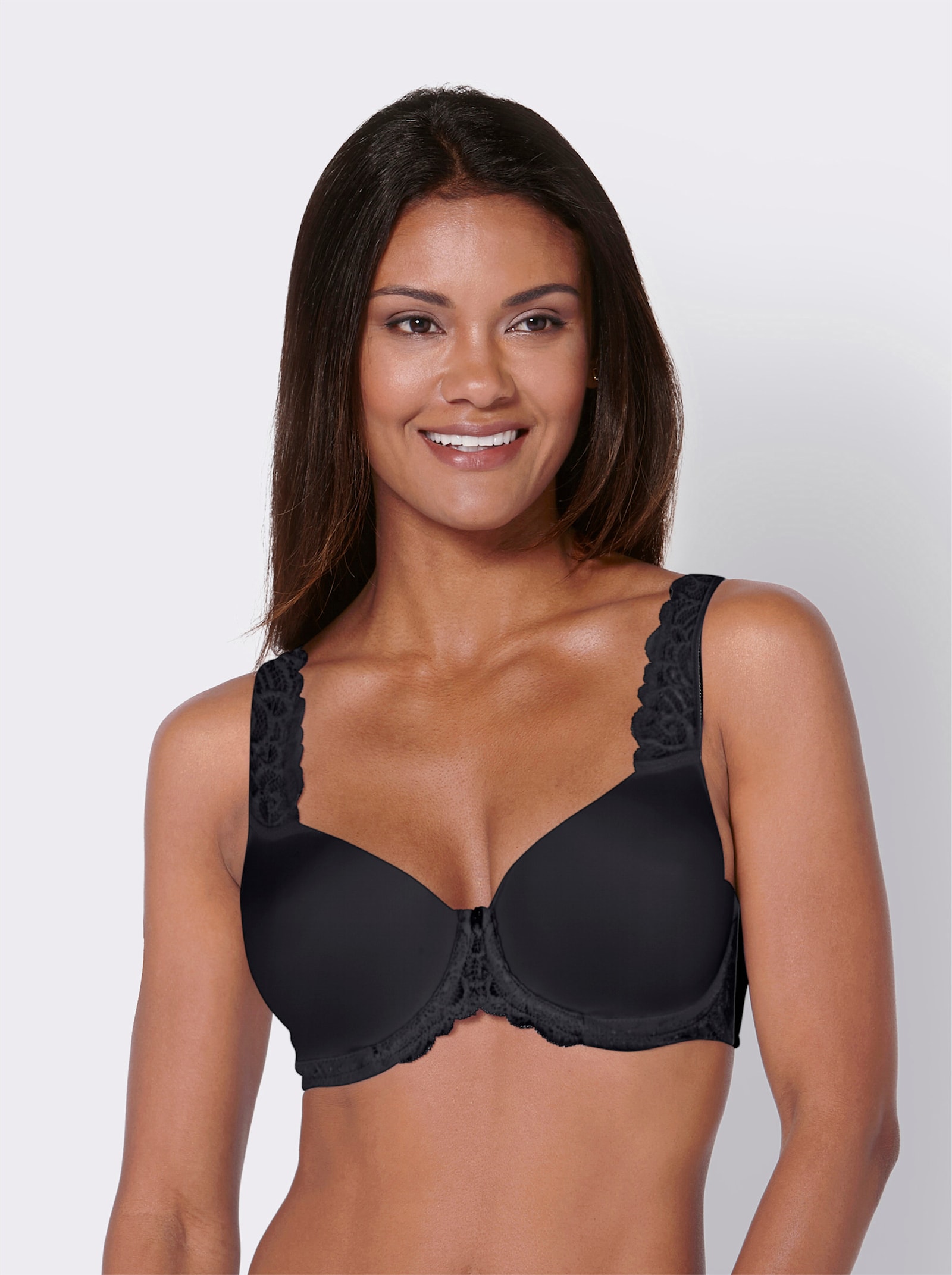 Viania Beha met cups, beugel en kant - zwart