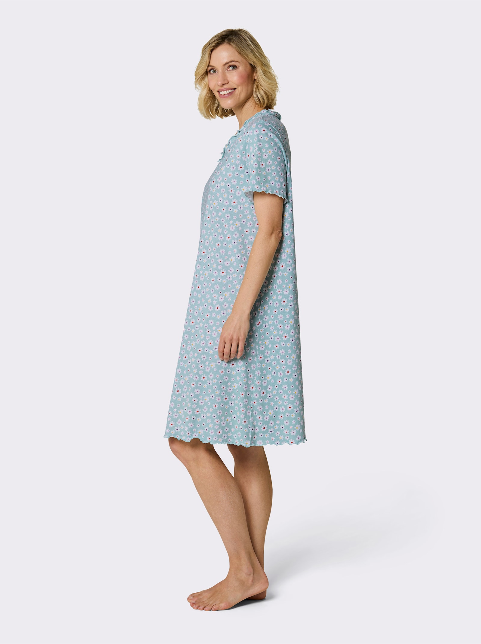 wäschepur Sleepshirts mit Satin-Schleifchen am Ausschnitt - mint + flieder