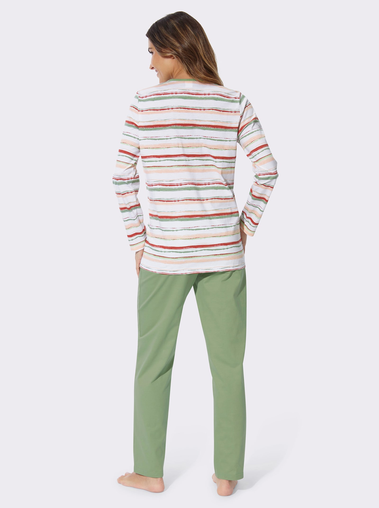 Schlafanzug mit Ringel-Muster - eucalyptus-geringelt