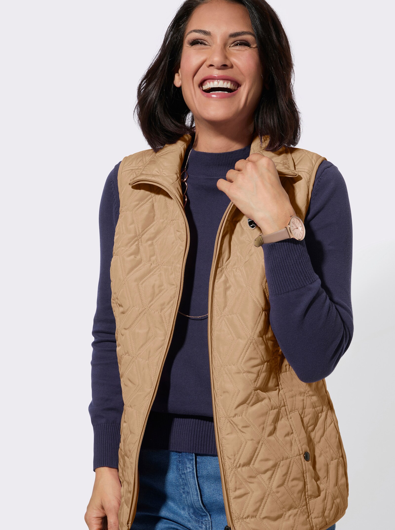 Steppweste mit wärmendem Fleecefutter - camel