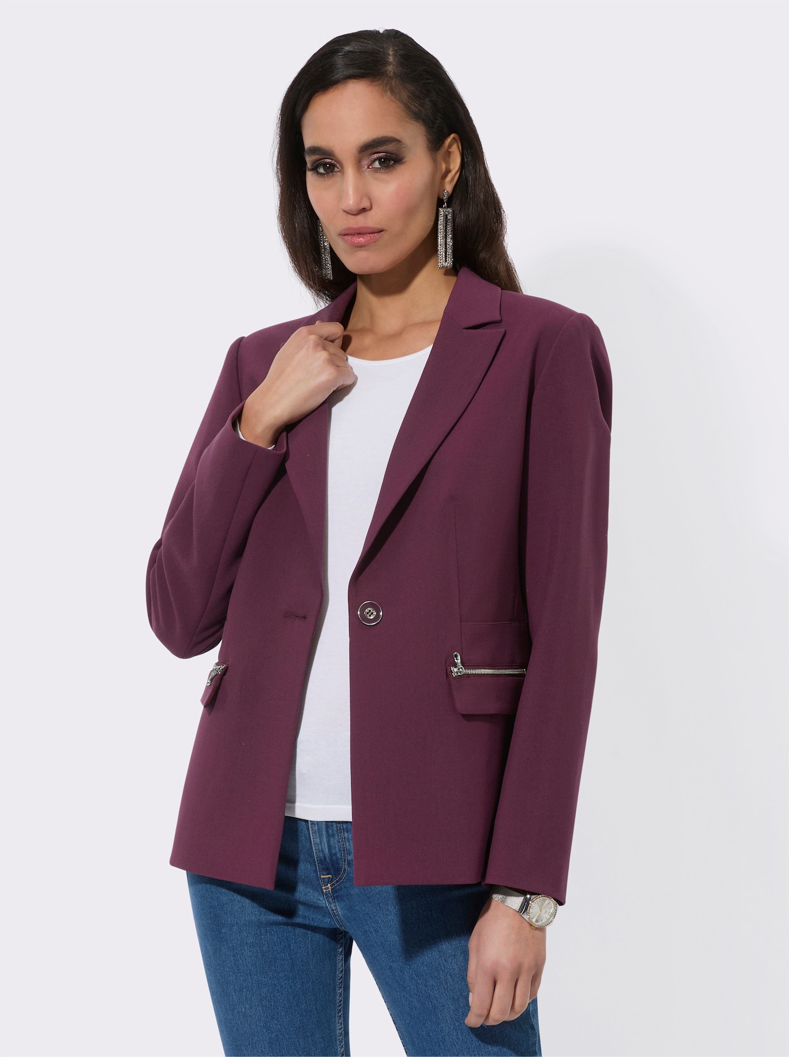 Blazer mit Zier-Reißverschlüssen - burgund