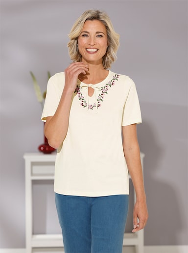Shirt met korte mouwen en bloemenprint - champagne/roze