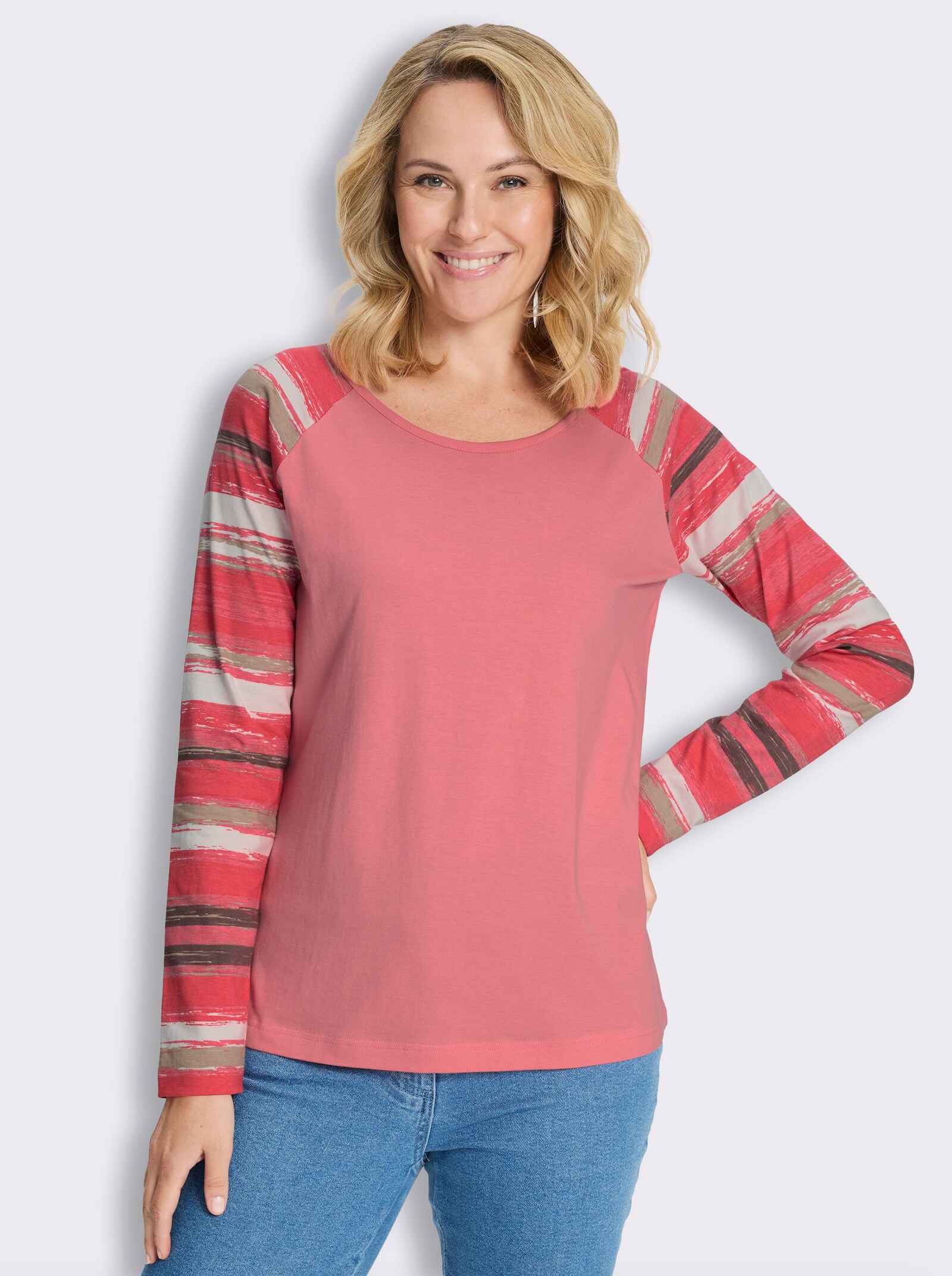 Langarmshirt mit Raglan-Ärmeln - flamingo-bedruckt