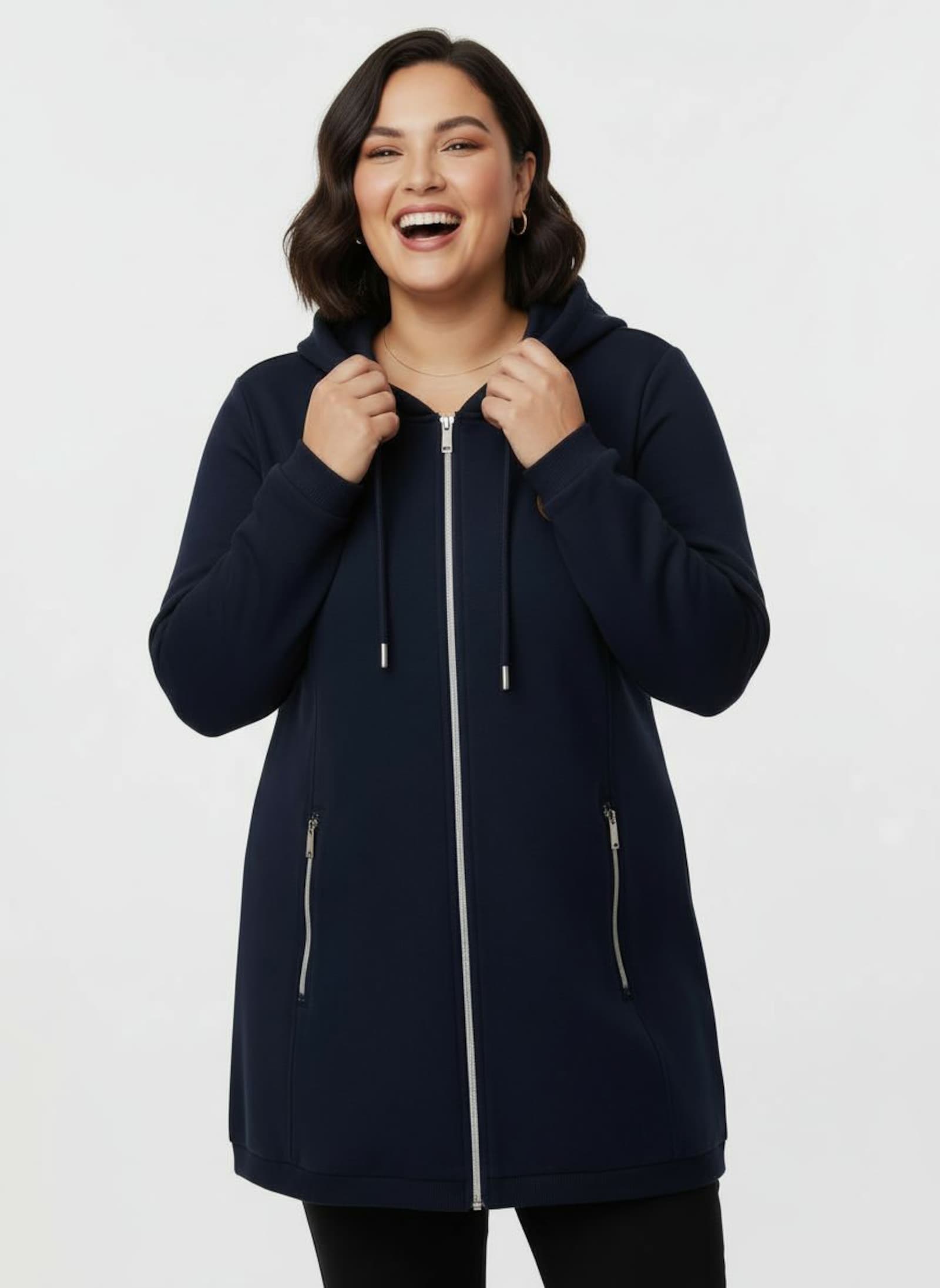 Sweatjacke in weich angerauter Qualität - marine