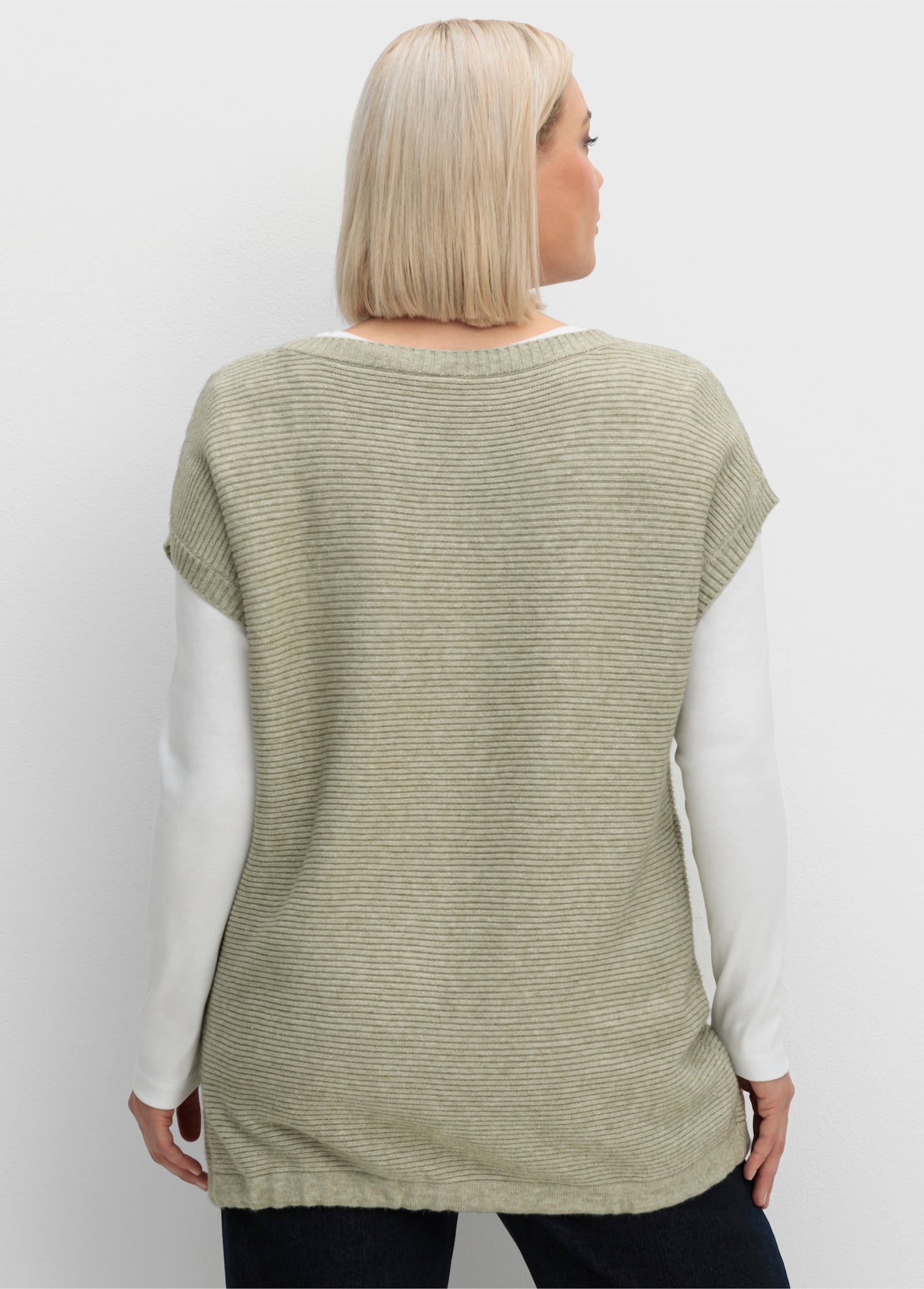 Pullunder mit weitenregulierbarem Saum - khaki-meliert