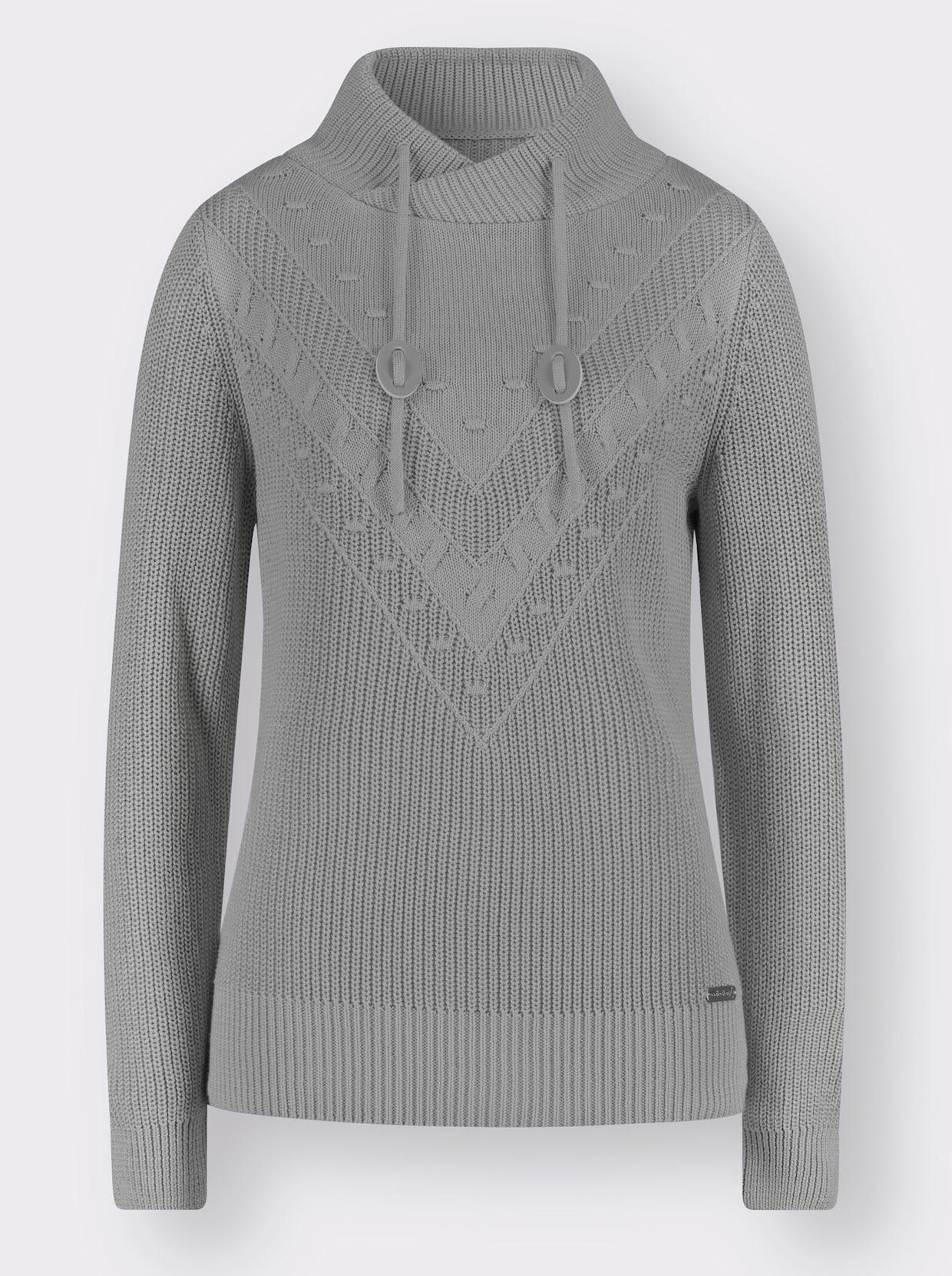 Gebreide pullover - steengrijs/ecru gemêleerd