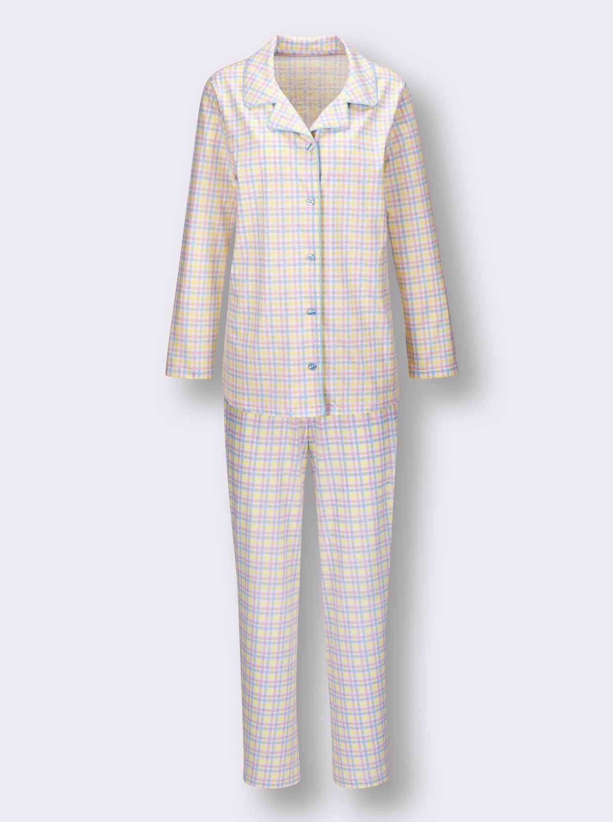 wäschepur Pyjamas - isblå-rosé-rutig