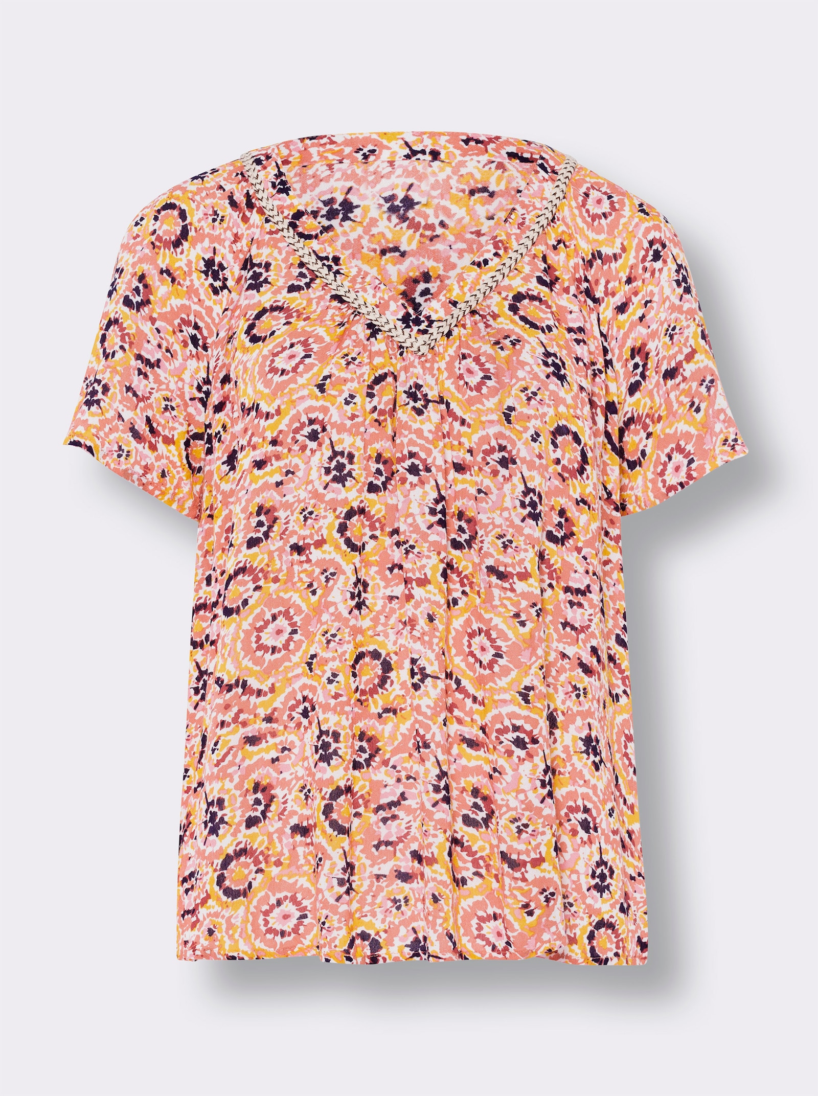 heine Druckbluse nur Ethno-Print - papaya-marine-bedruckt