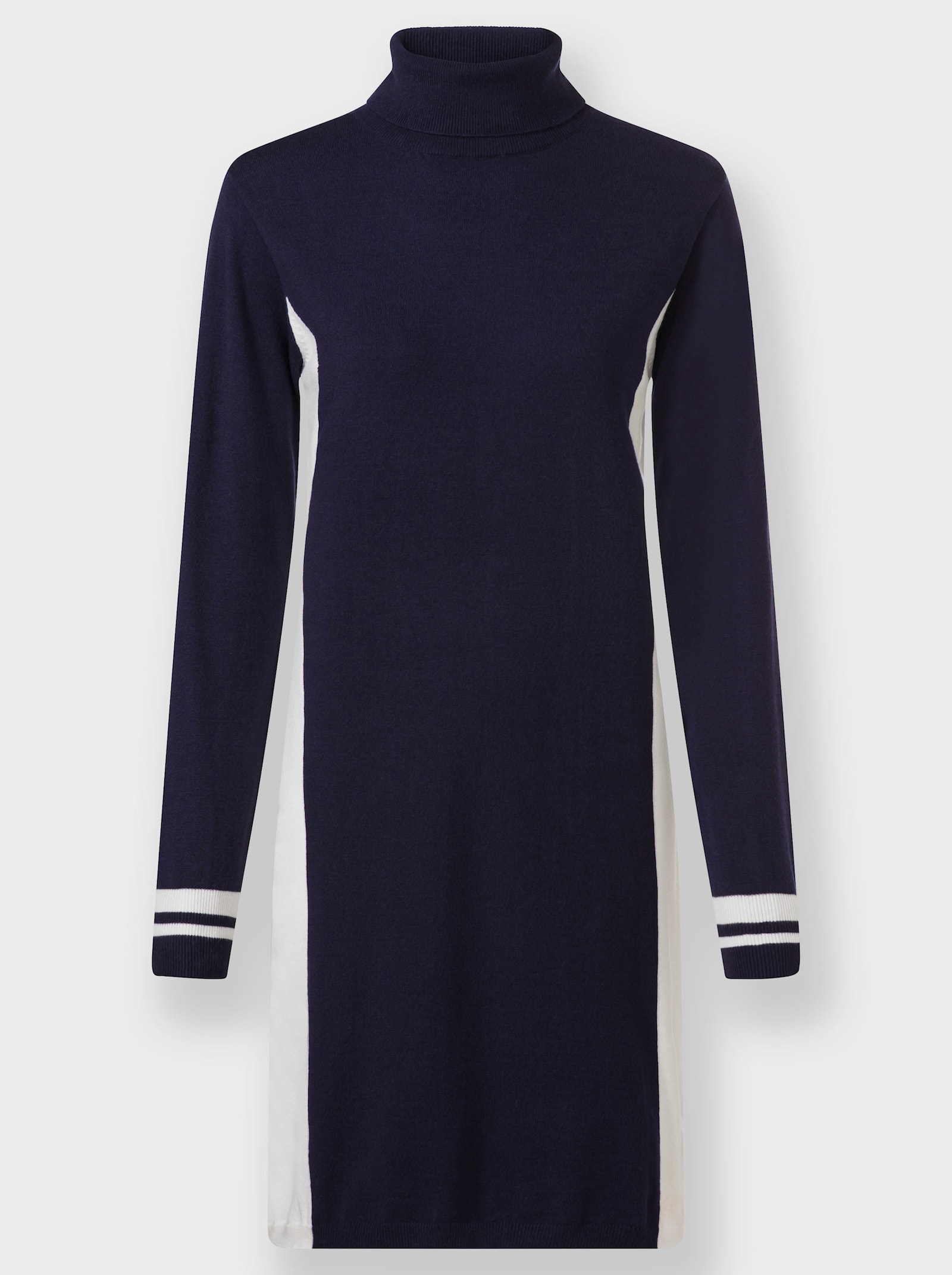 heine Strickkleid mit Rollkragen - marine-ecru-gemustert