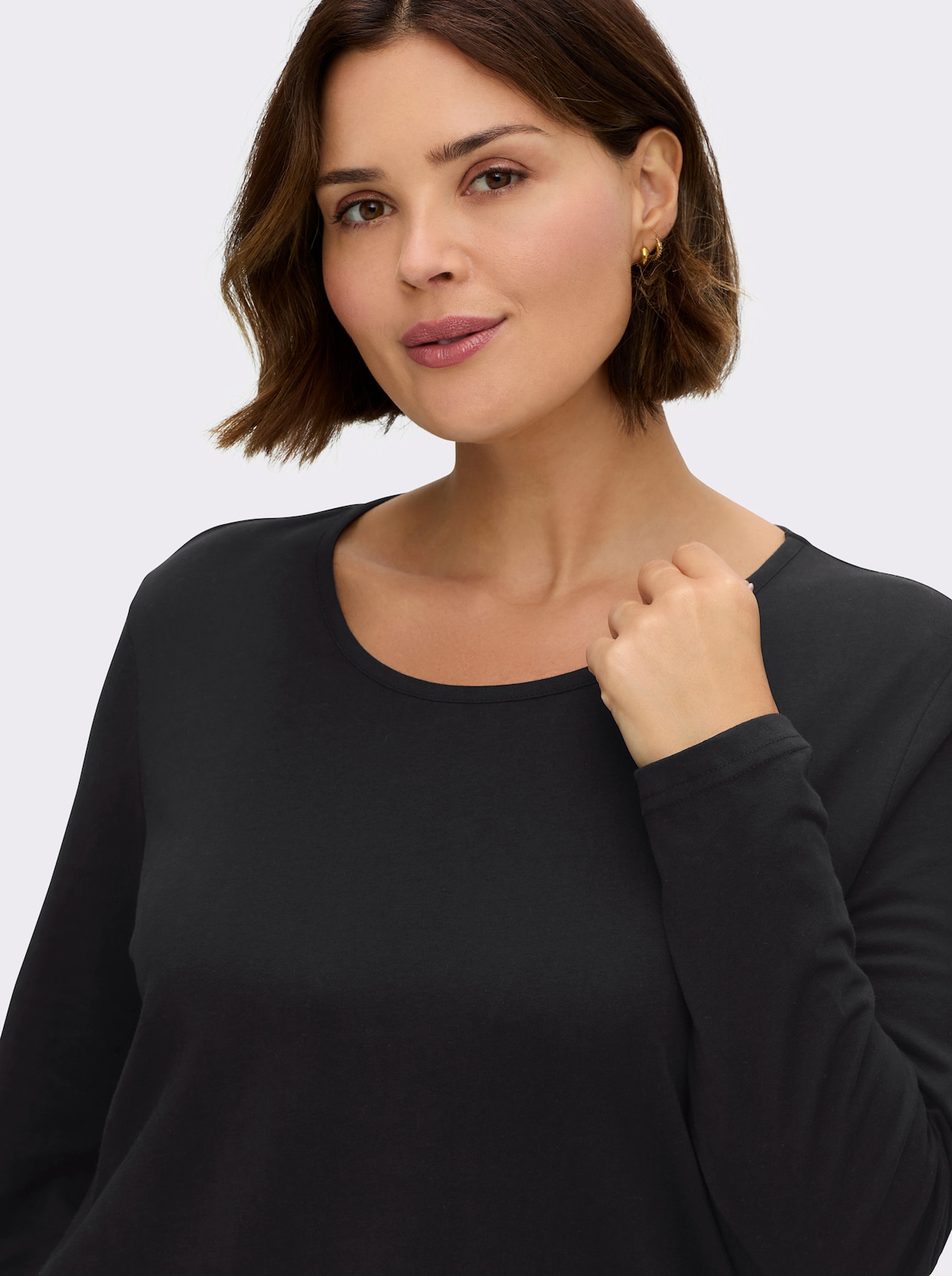 Langarmshirt in weiter Form - schwarz