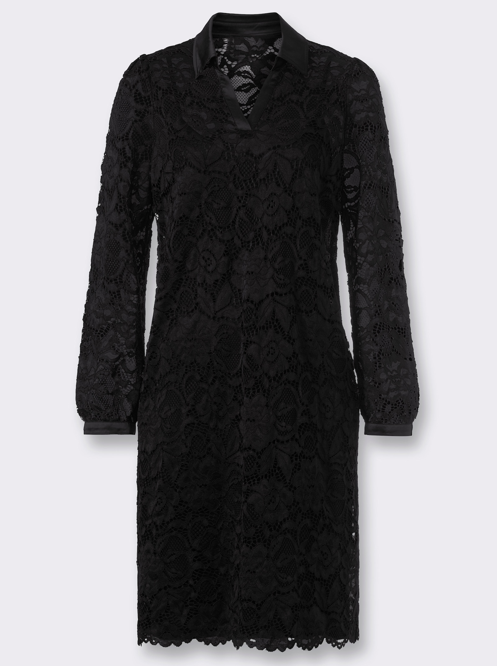 heine Spitzenkleid mit Unterkleid - schwarz