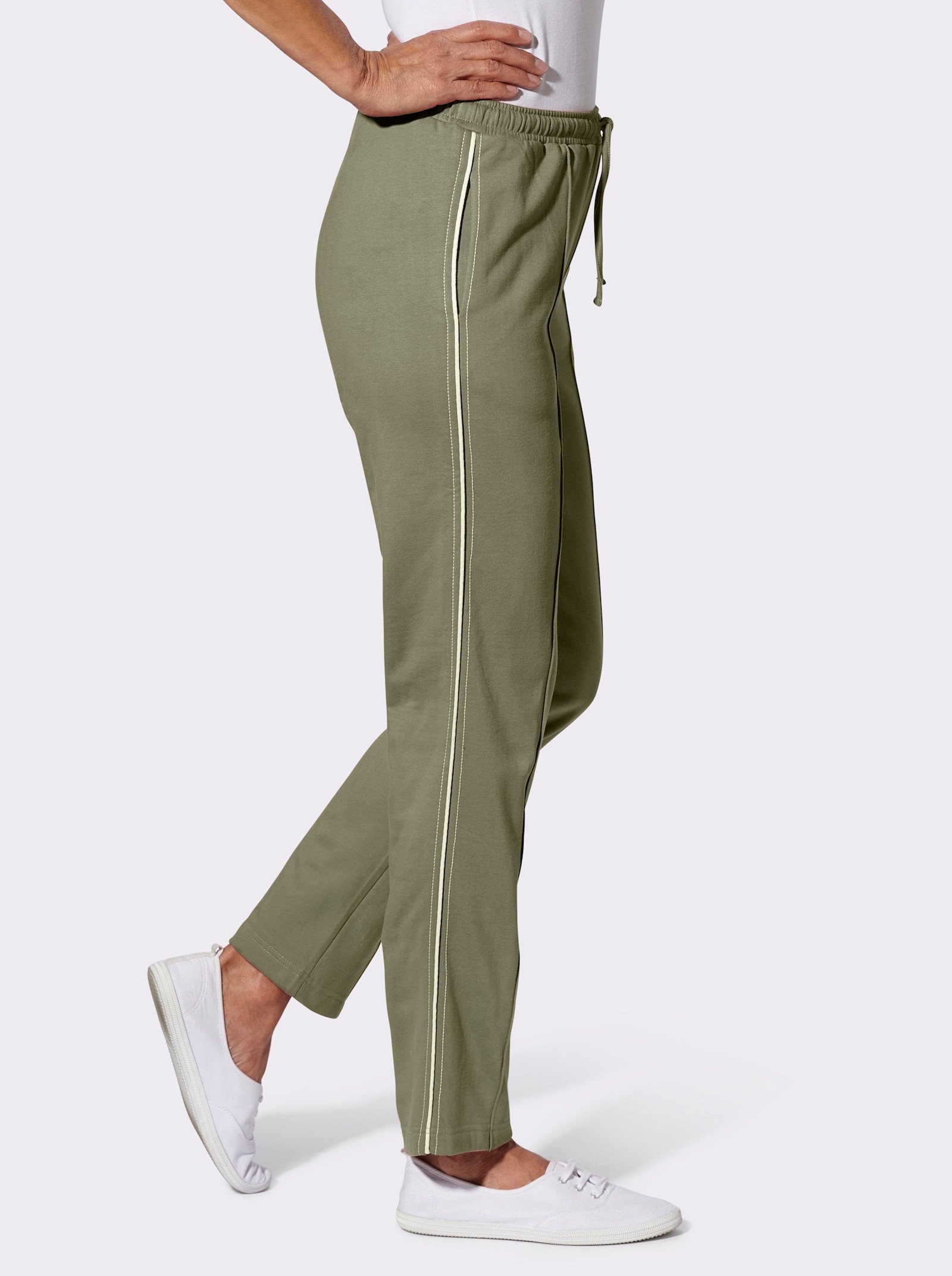 Tepláky s bočními kapsami - khaki