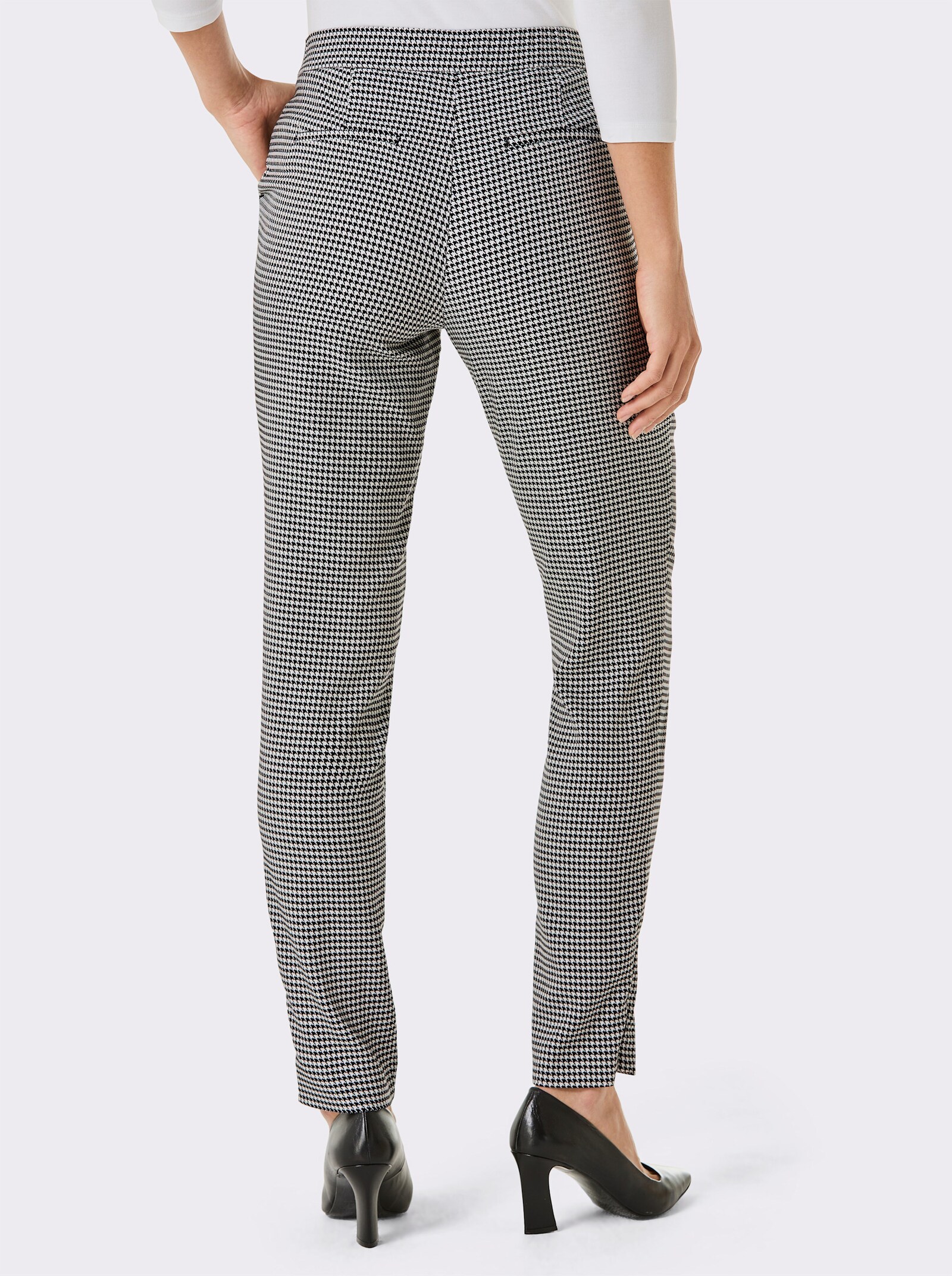 CREATION L PREMIUM Webhose in knitterarmer, bügelleichter Qualität - schwarz-ecru