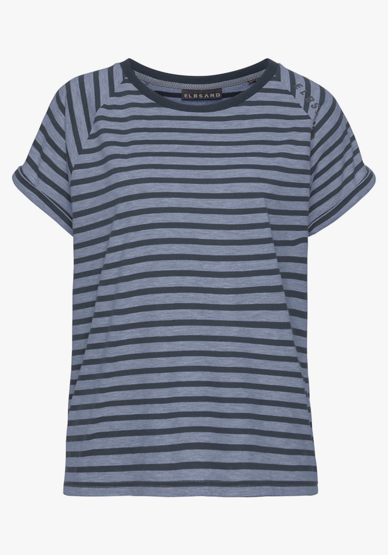 Elbsand Kurzarmshirt - grau-marine gestreift
