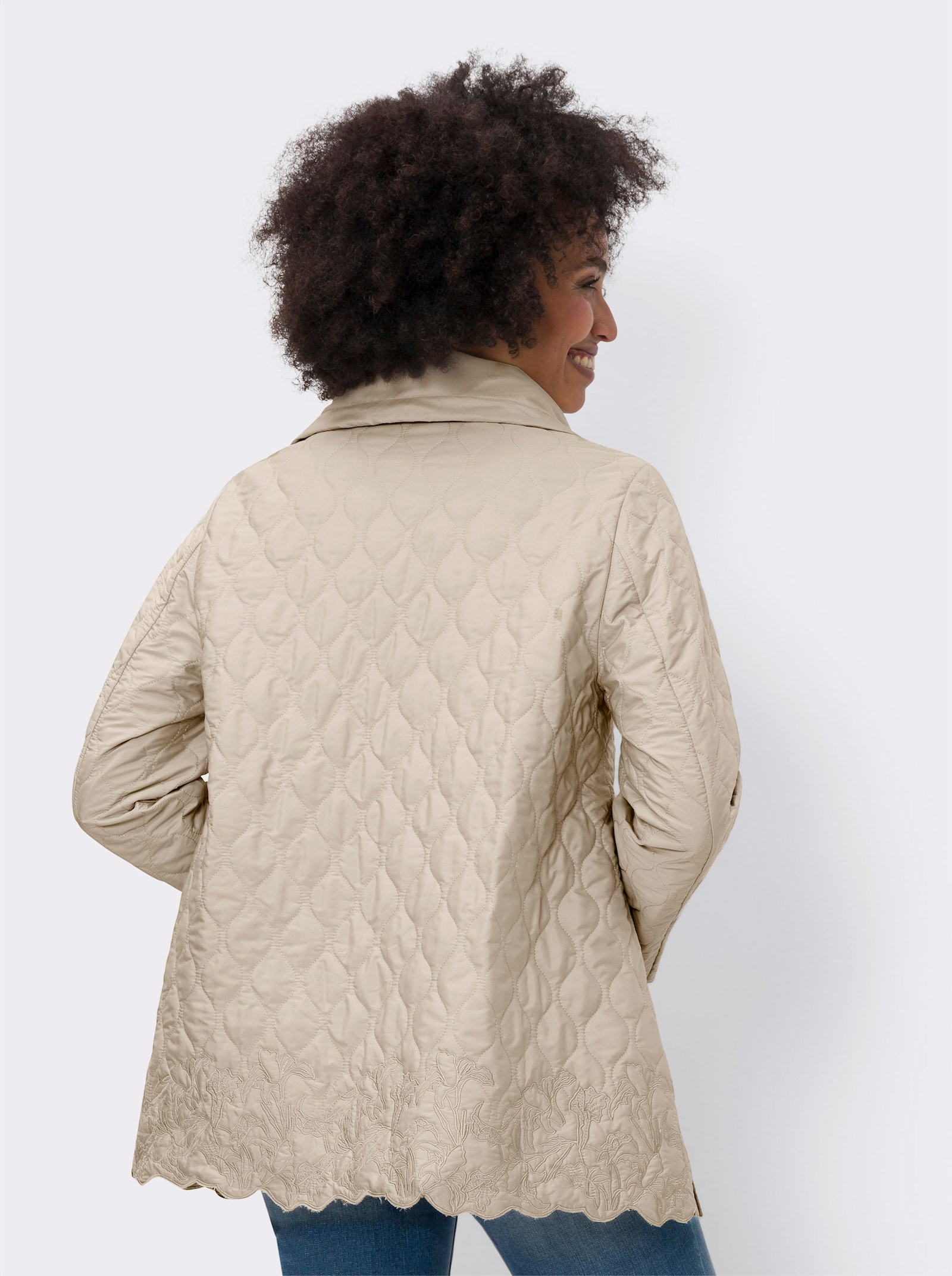 heine Steppjacke mit Stickereien - sand