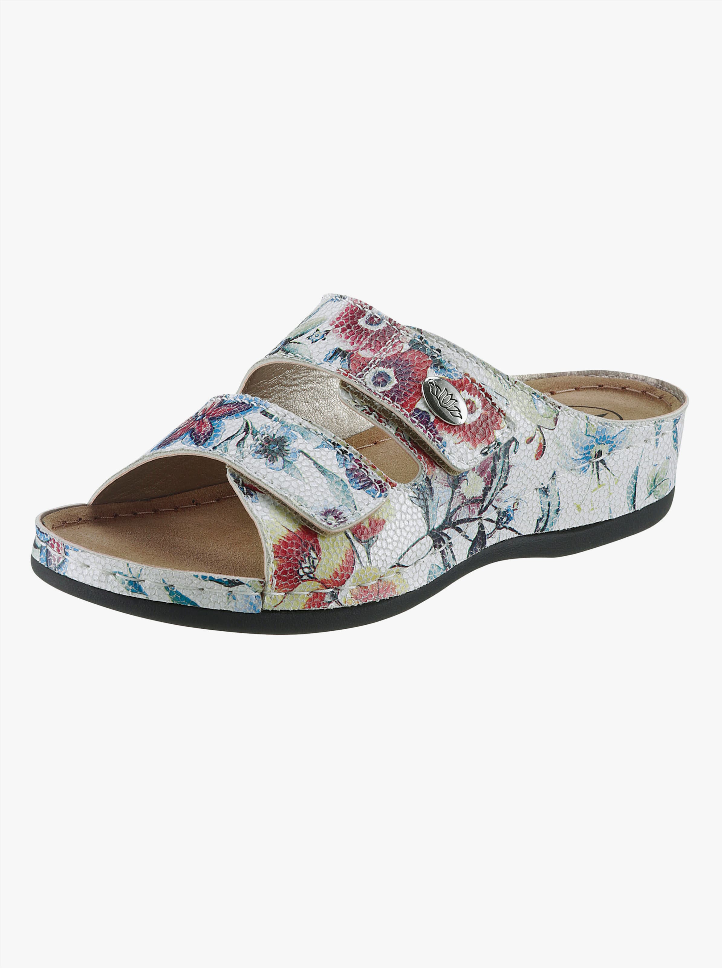 Franken Schuhe slippers in wit gebloemd | Your Look... for less!