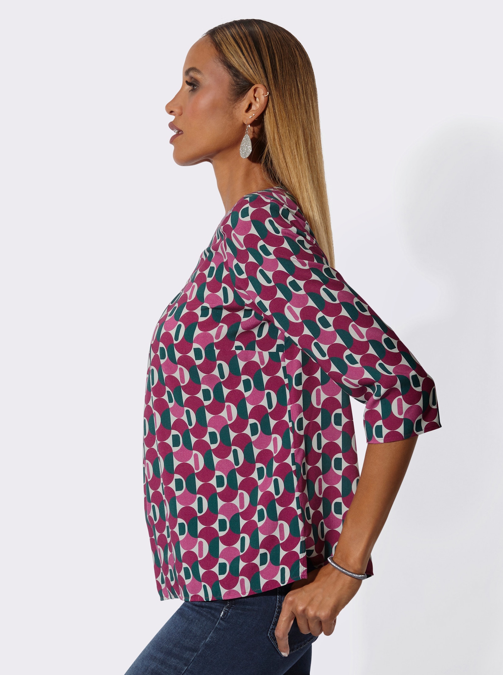 Druckbluse mit Seitenschlitzen - erika-malve-bedruckt