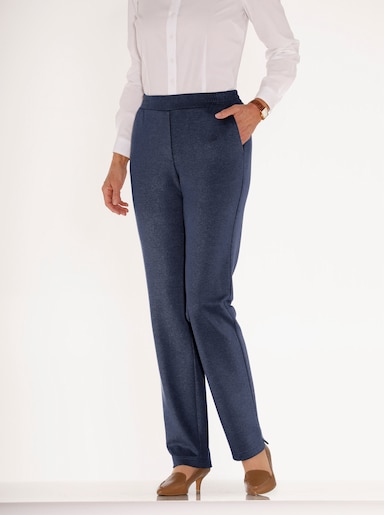 Schlupfhose aus weichem Flanell - marine-meliert