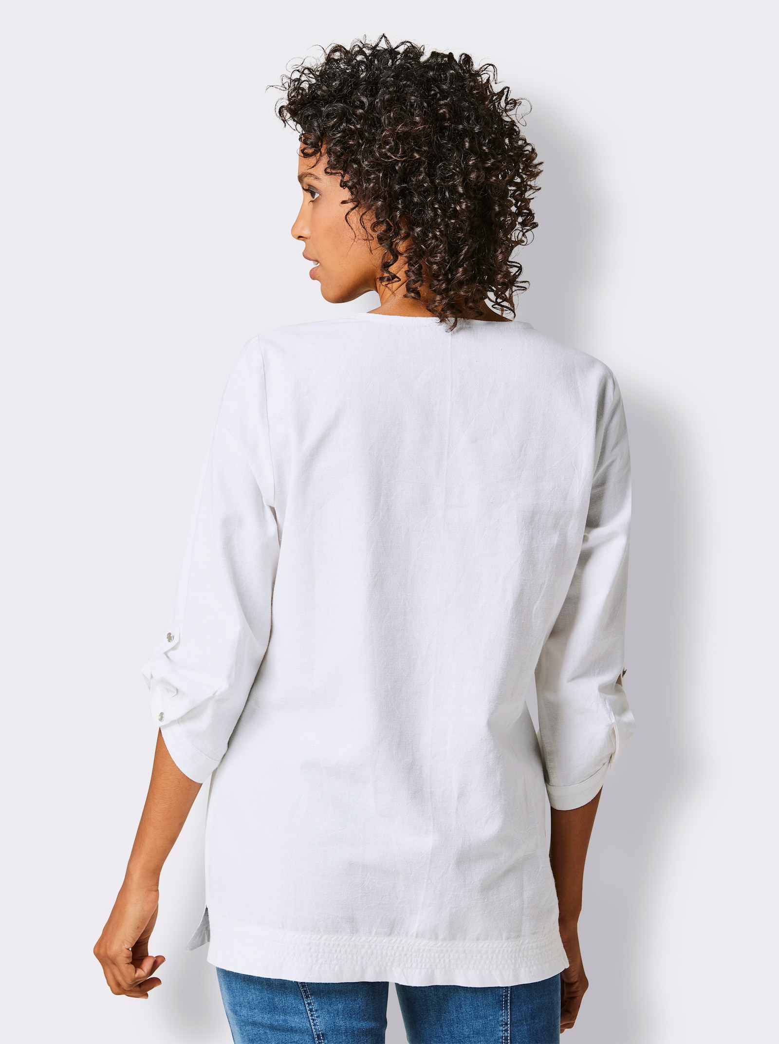 CREATION L PREMIUM Leinenbluse im Tunika-Stil - weiß