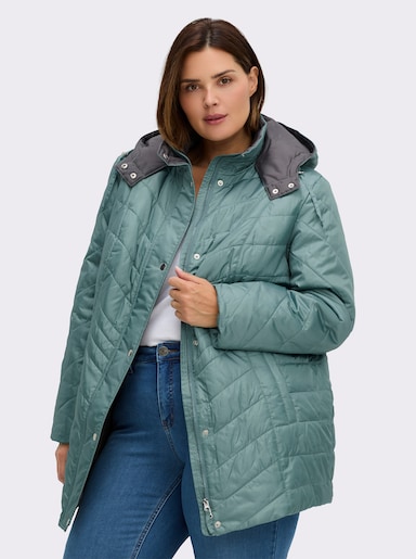 Steppjacke mit Kontrastfutter - jade-grau