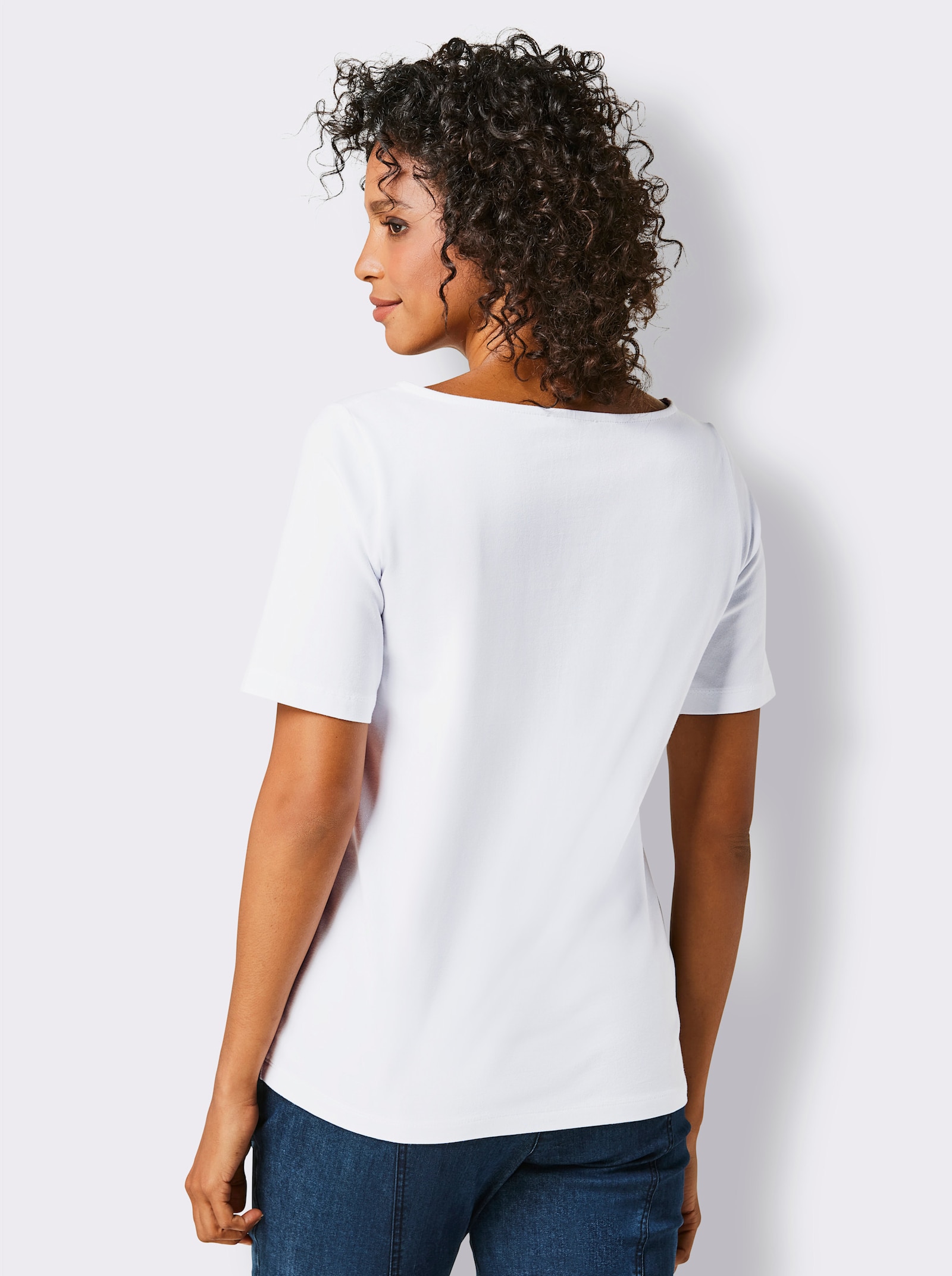 CREATION L PREMIUM Shirt met ronde hals en glitterapplicatie - wit