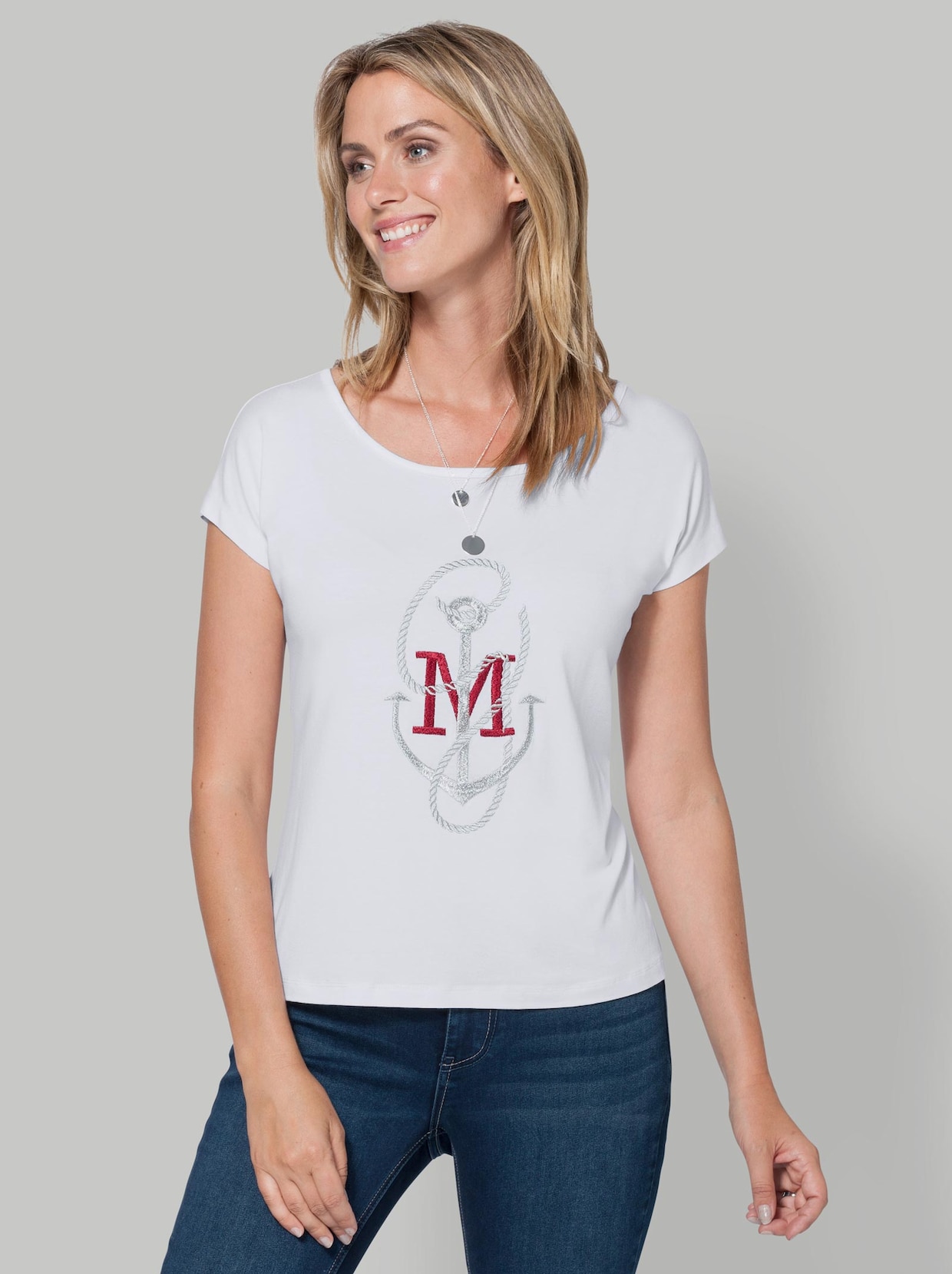 Shirt met ronde hals - wit