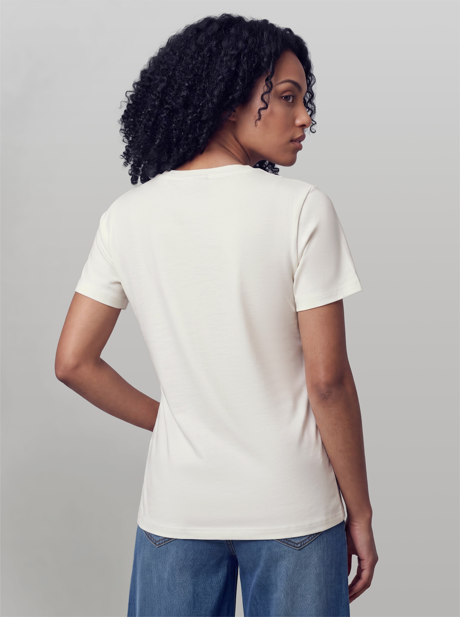 heine Kurzarmshirt mit Schriftzug - ecru