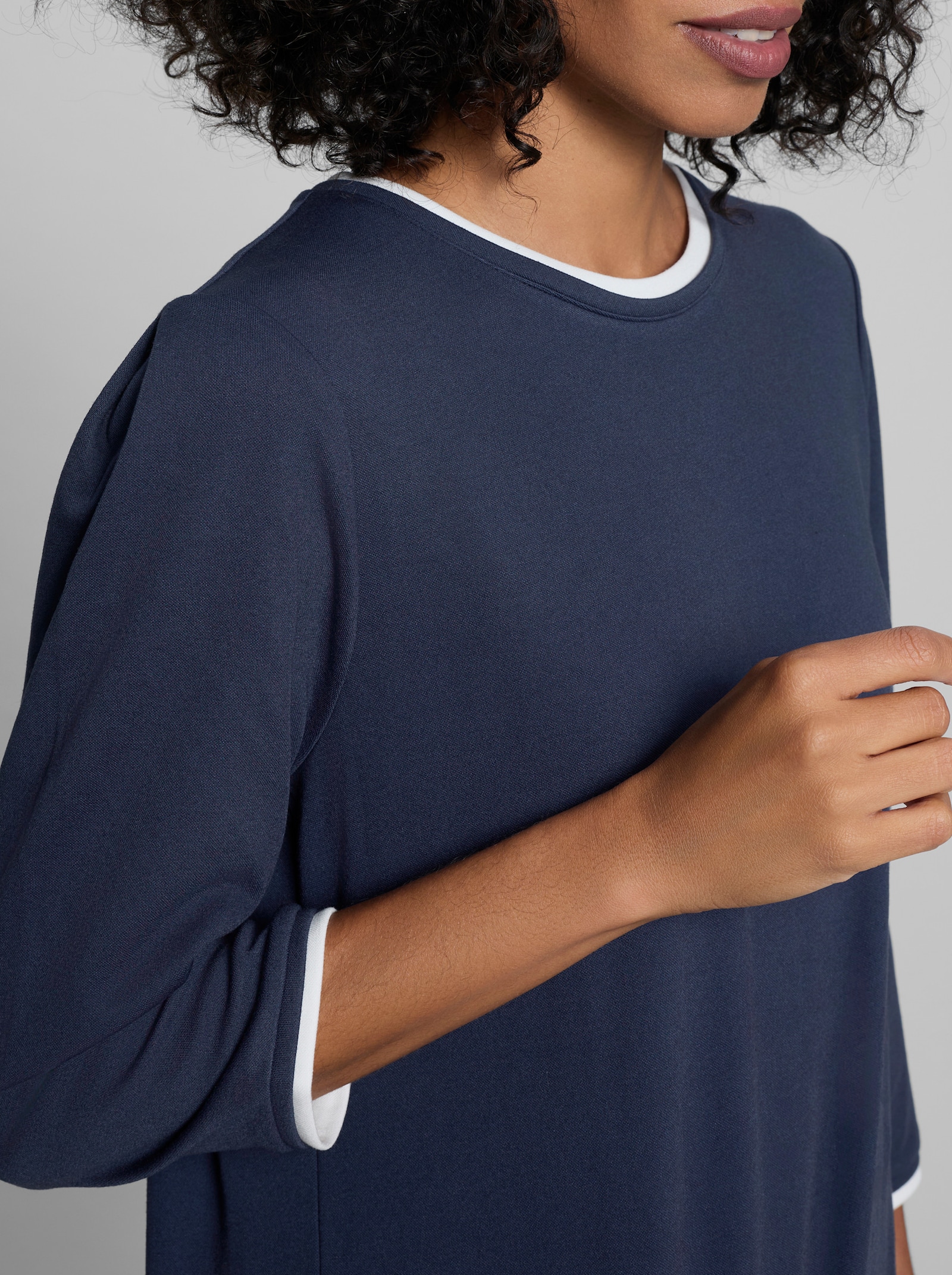 heine Langarmshirt mit Kontrast-Details - marine