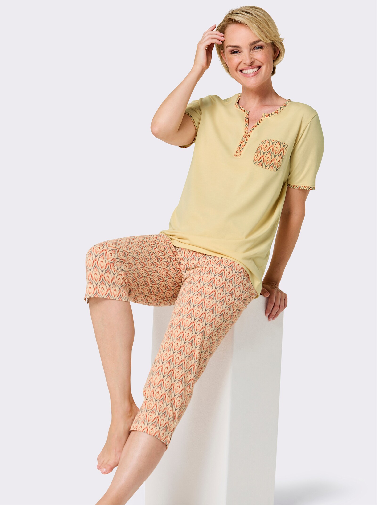 wäschepur Capripak - vanille/apricot bedrukt