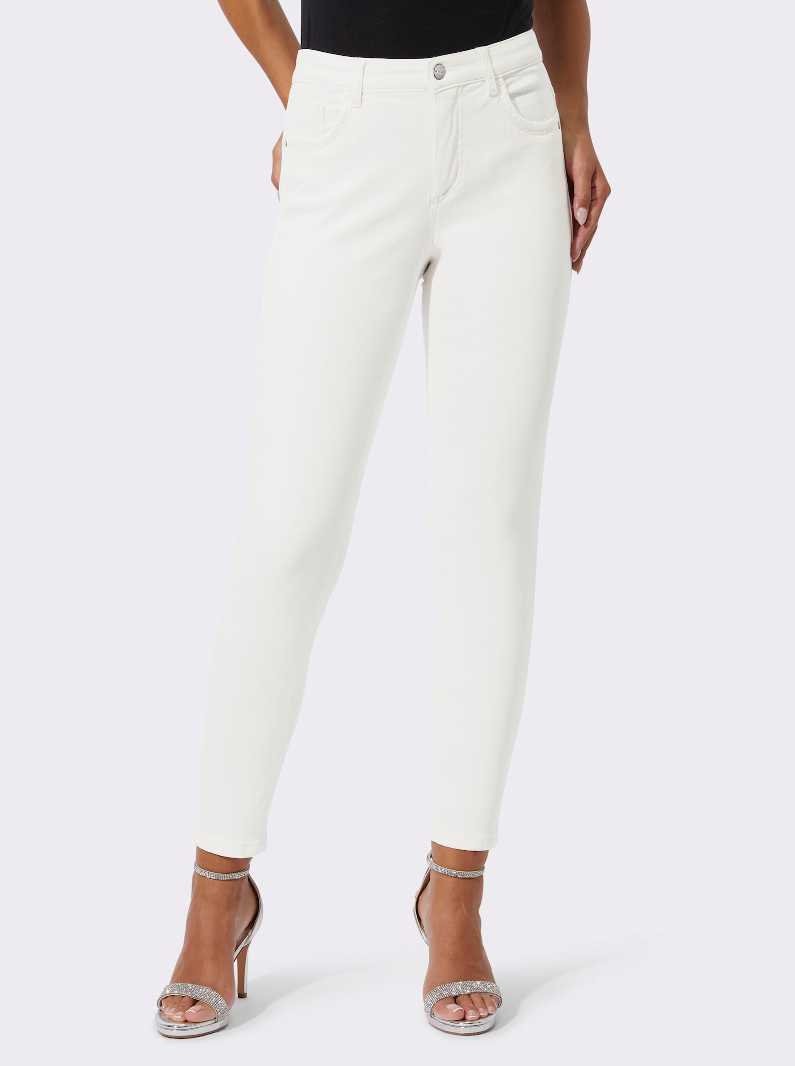 7/8-Jeans mit Reißverschluss am Bein - ecru