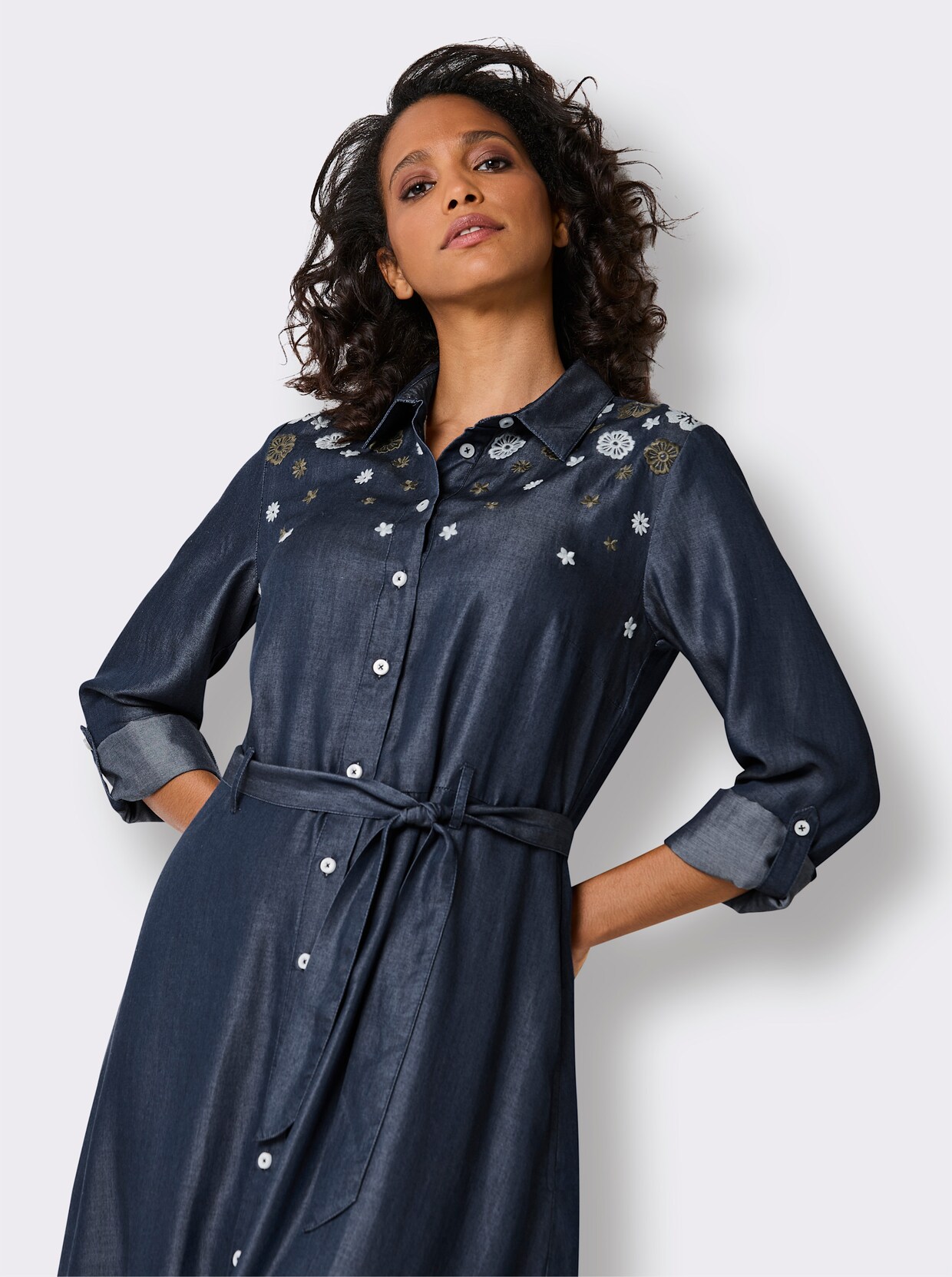 CREATION L PREMIUM Webkleid - blue-stone-washed