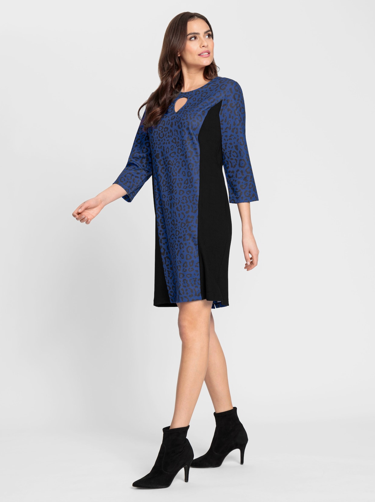 heine Robe en jersey - bleu roi-noir imprimé