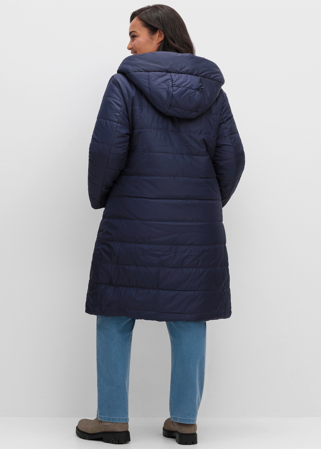 Steppmantel zum Wenden, wattiert - marine-beige