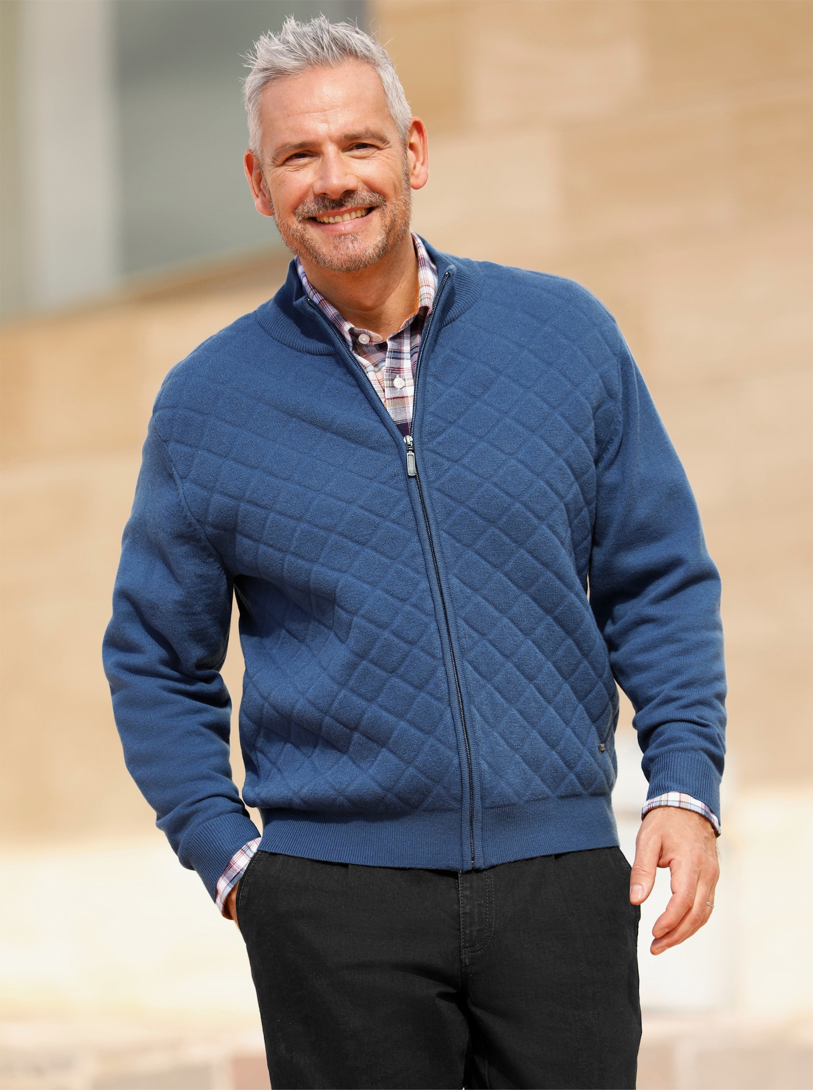 Marco Donati Strickjacke mit Reissverschluss - jeansblau