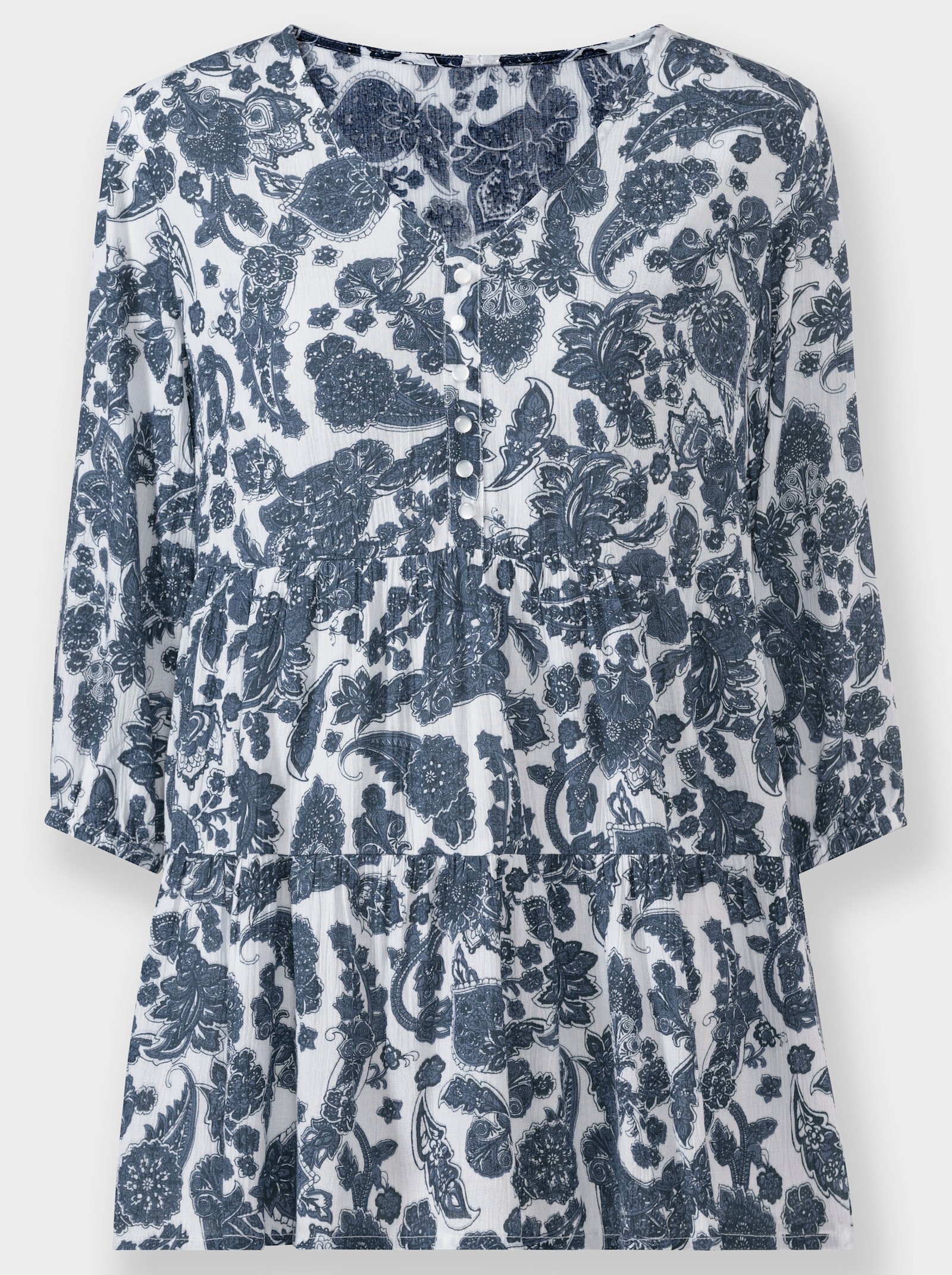 Tunika mit Ornament-Druck - dunkelblau-weiß-gemustert
