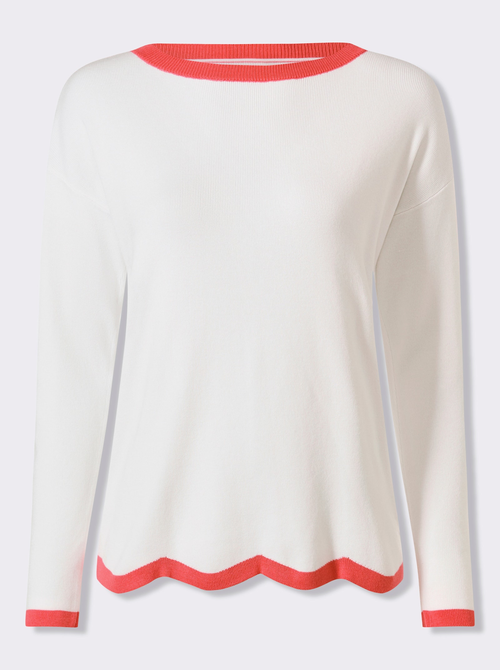 heine Feinstrickpullover mit Kontrast-Abschlüssen - ecru