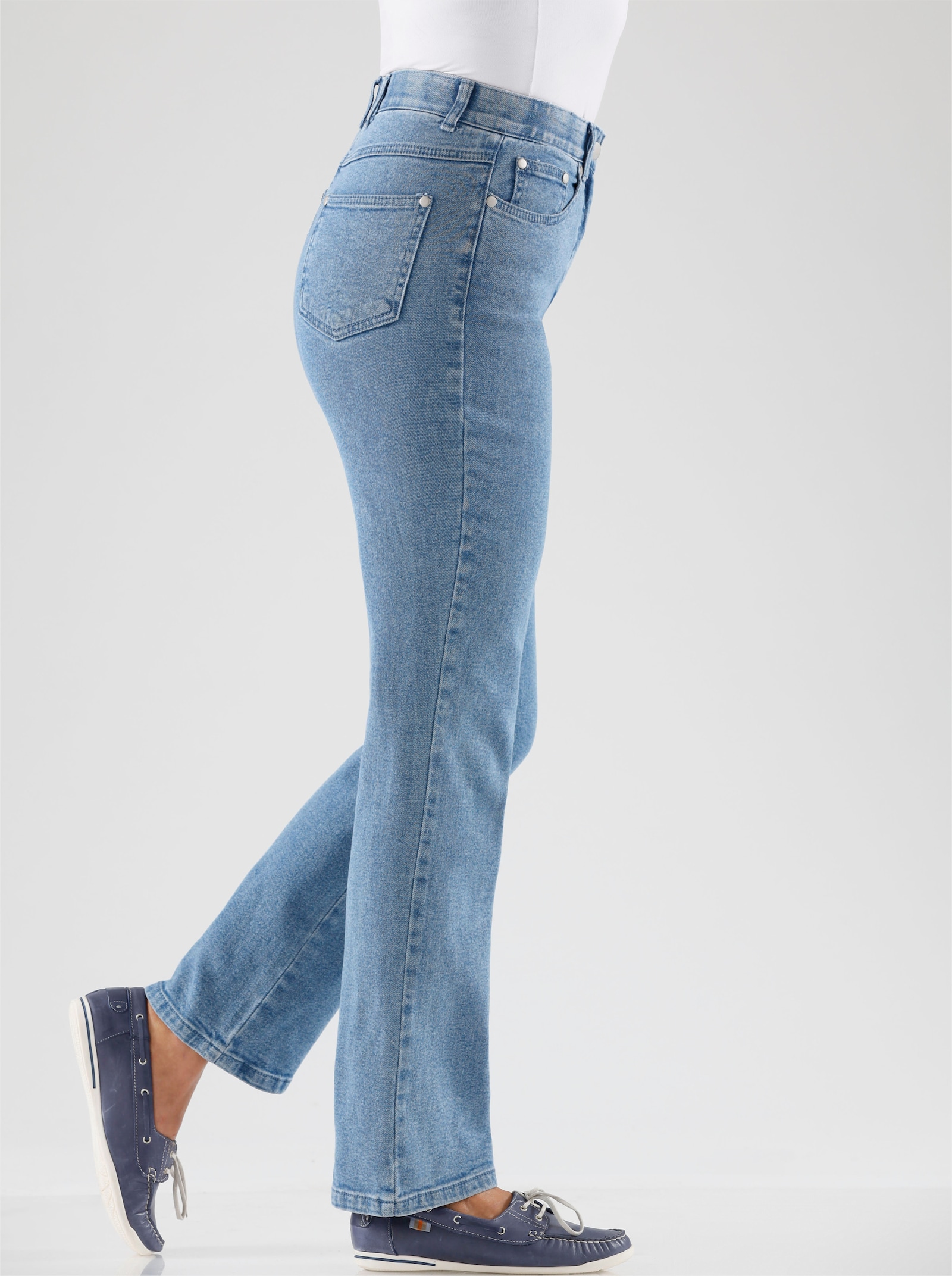 5-Pocket-Jeans mit innenliegendem Dehnbund - blue-bleached