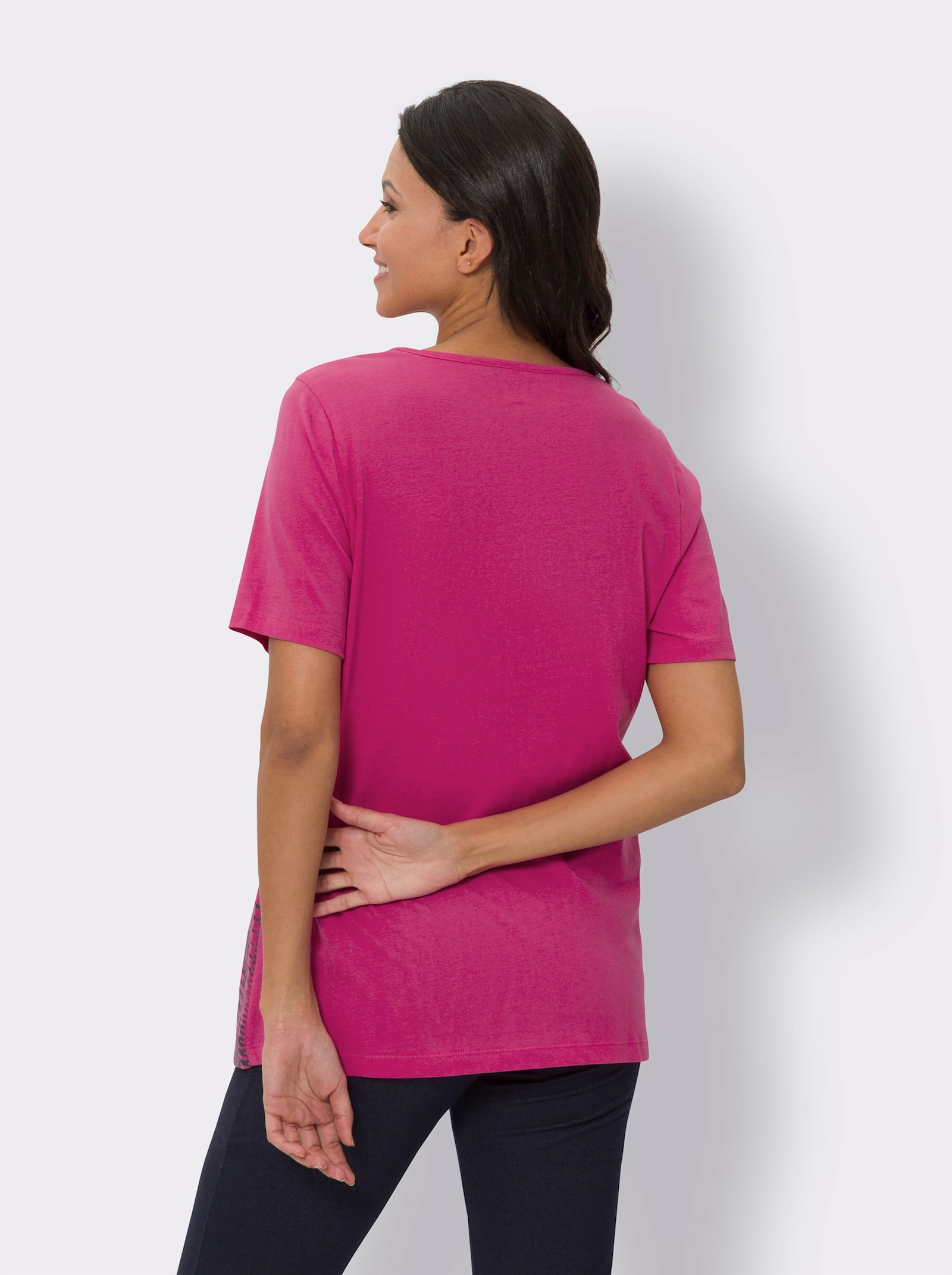 Longshirt mit V-Ausschnitt - fuchsia