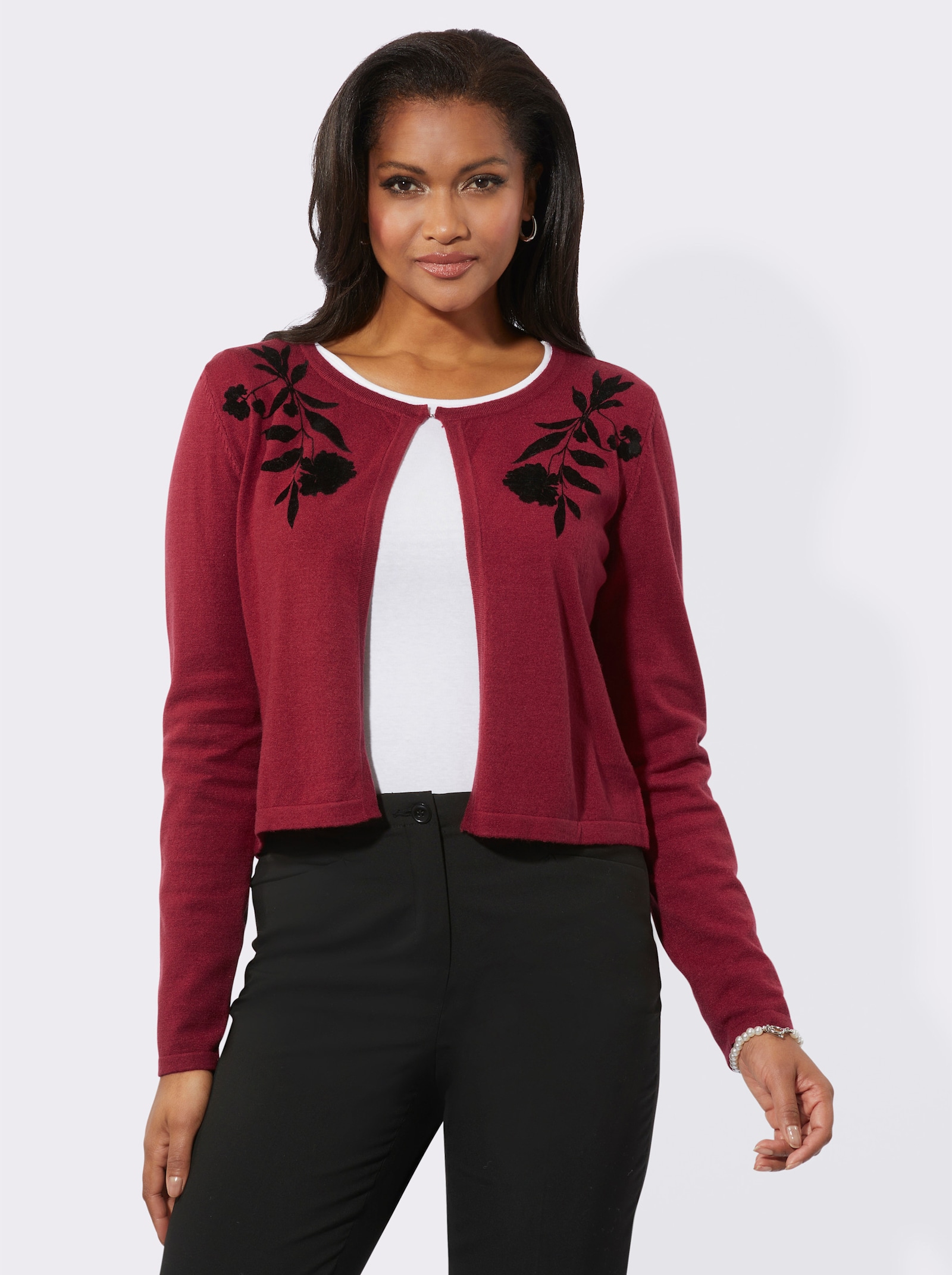 Cardigan mit einem Hakenverschluss - dunkelrot