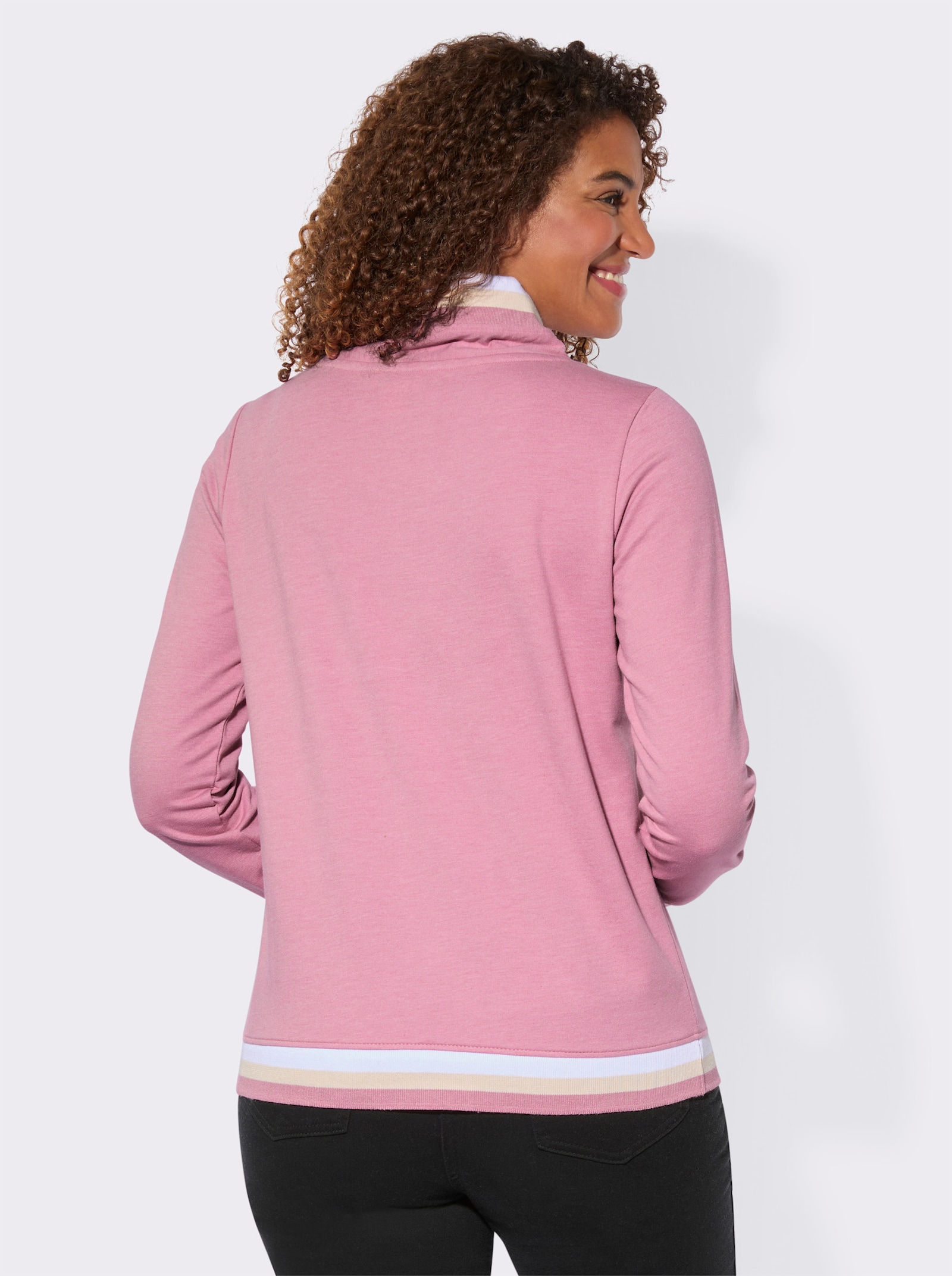 Sweatshirt mit überlappendem Rollkragen - altrosa