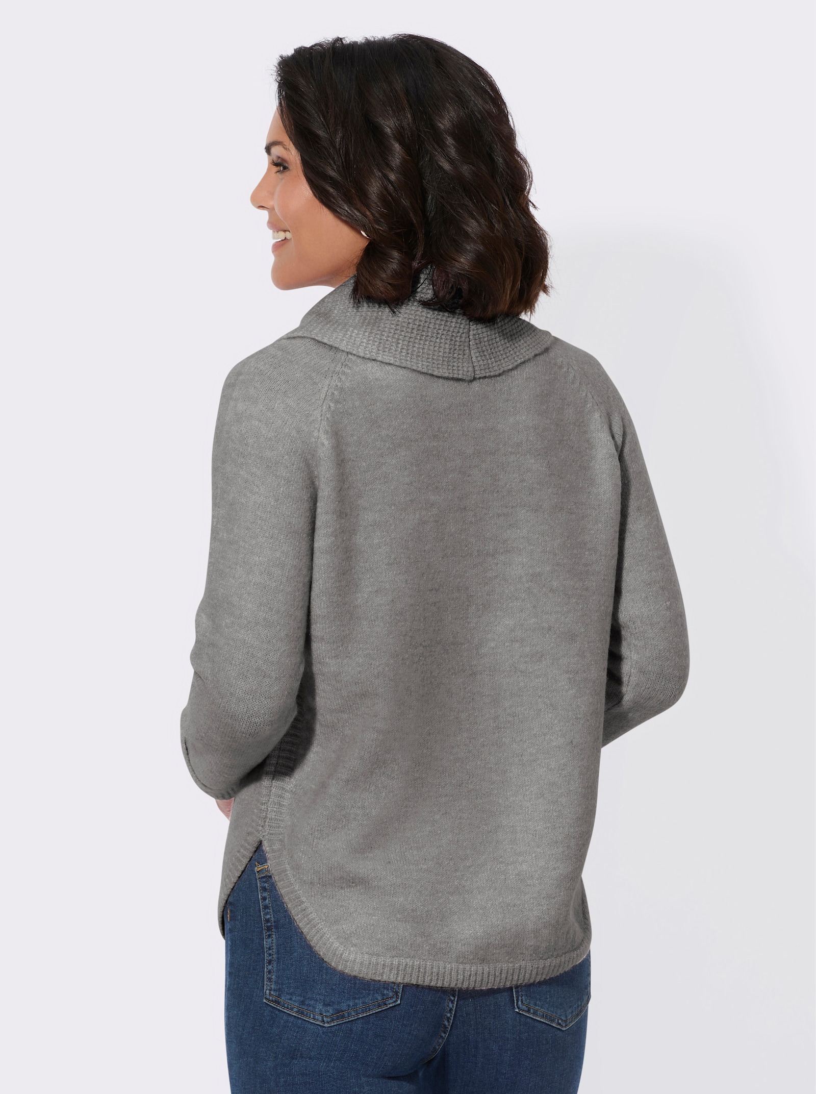Rollkragenpullover aus Melangegarn - grau-meliert