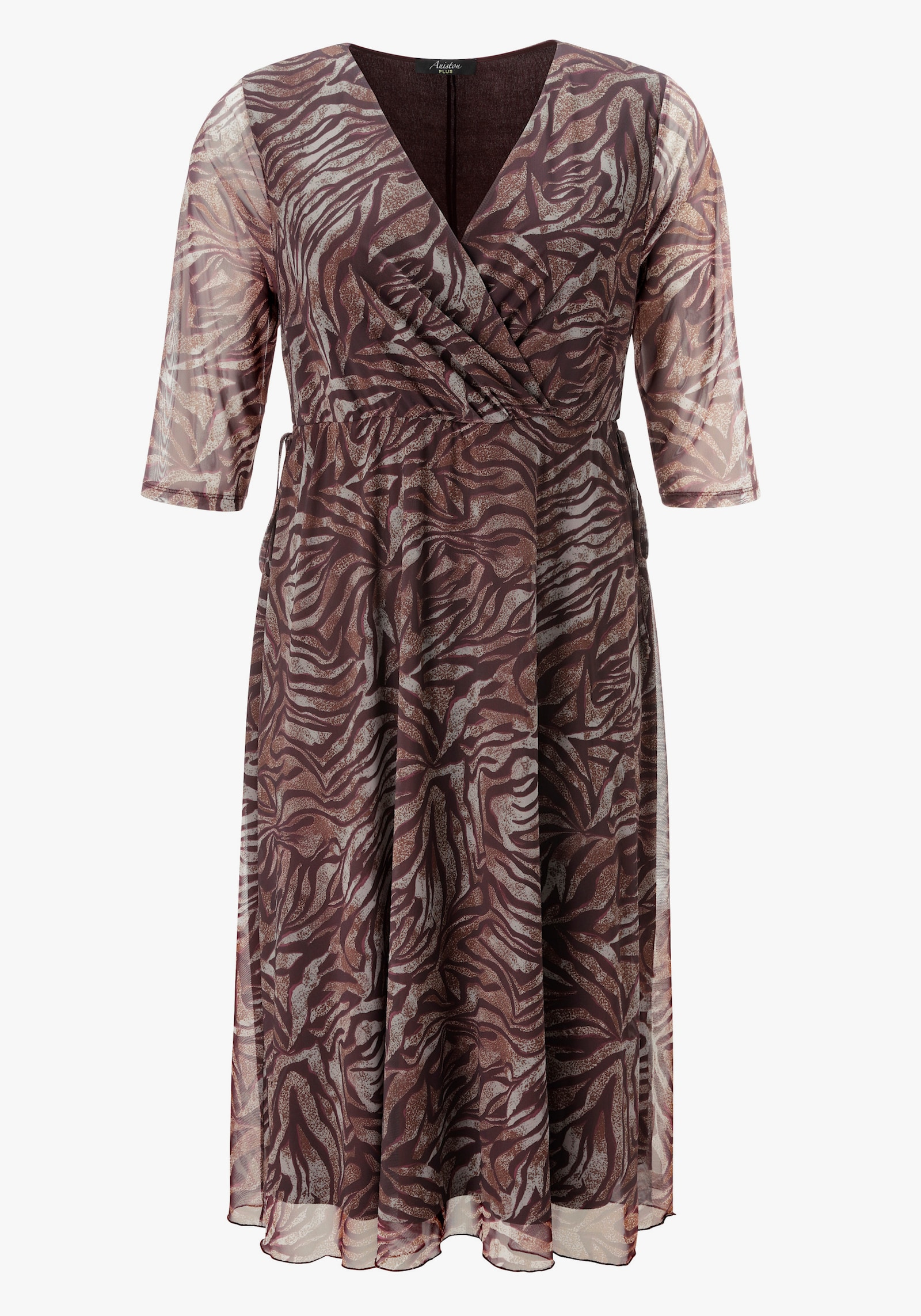 Aniston PLUS Meshkleid - bordeaux-weiß