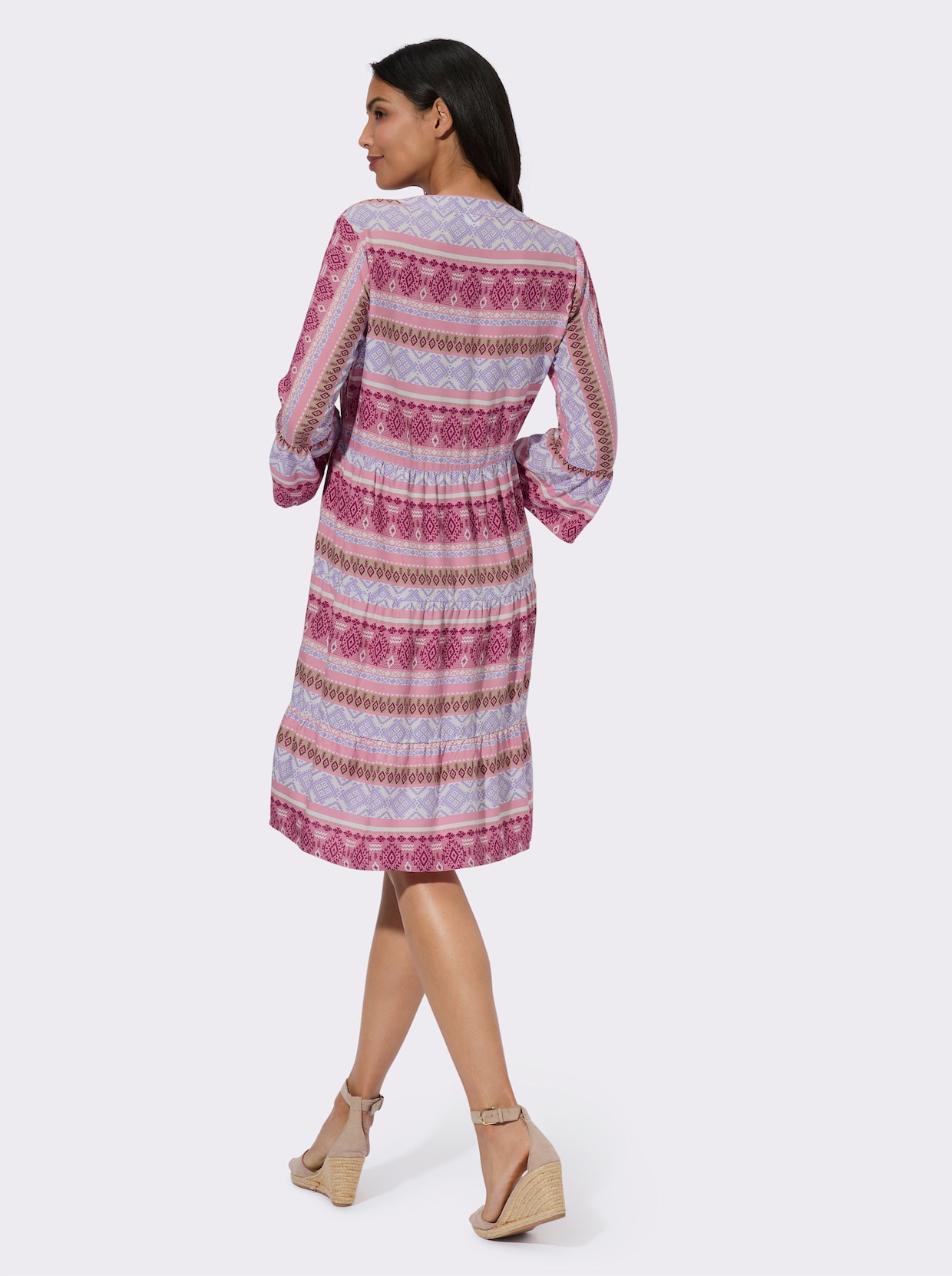 Stufenkleid - altrosa-malve-bedruckt