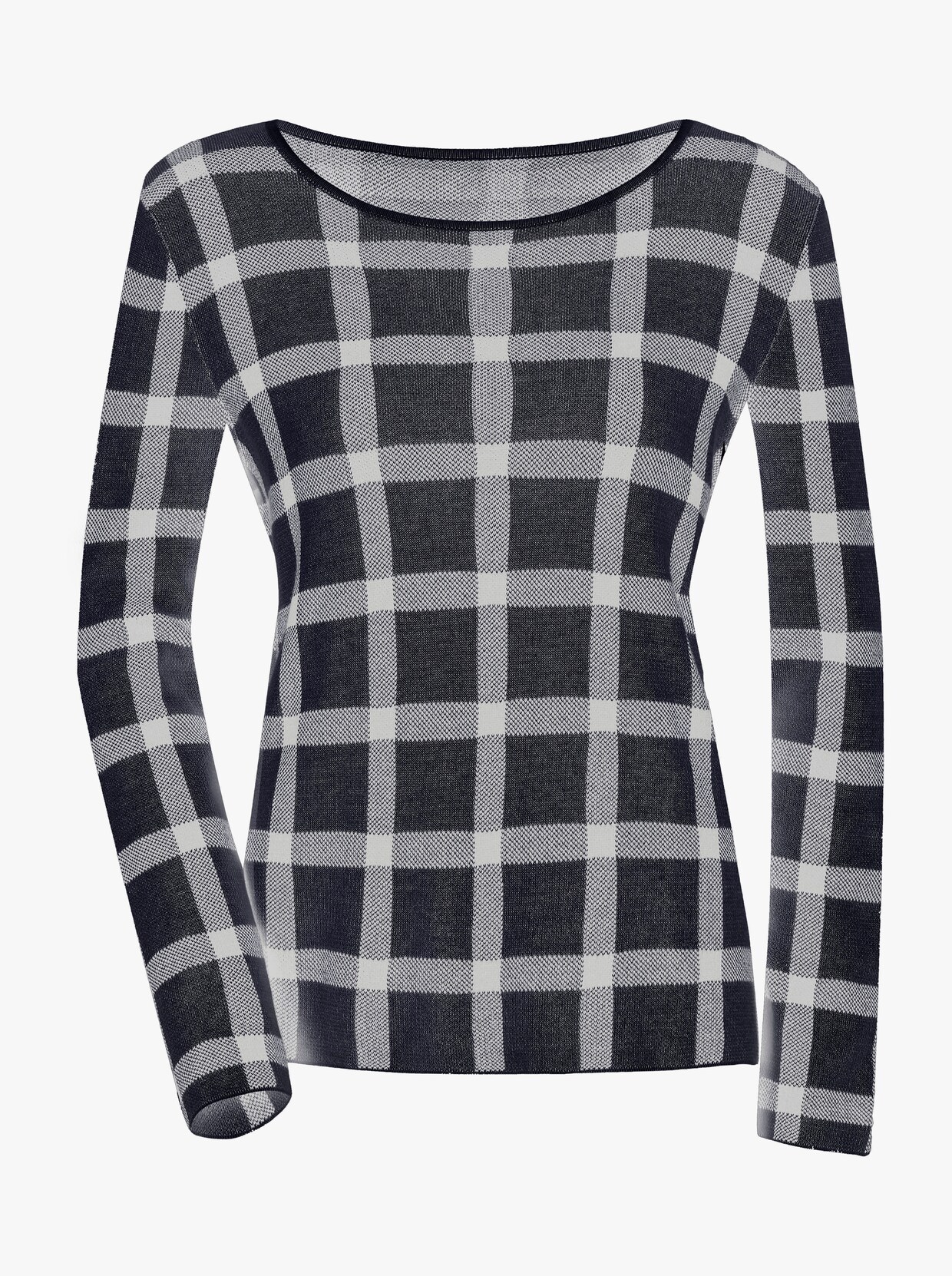 Jacquardpullover - marine-ecru-gemustert