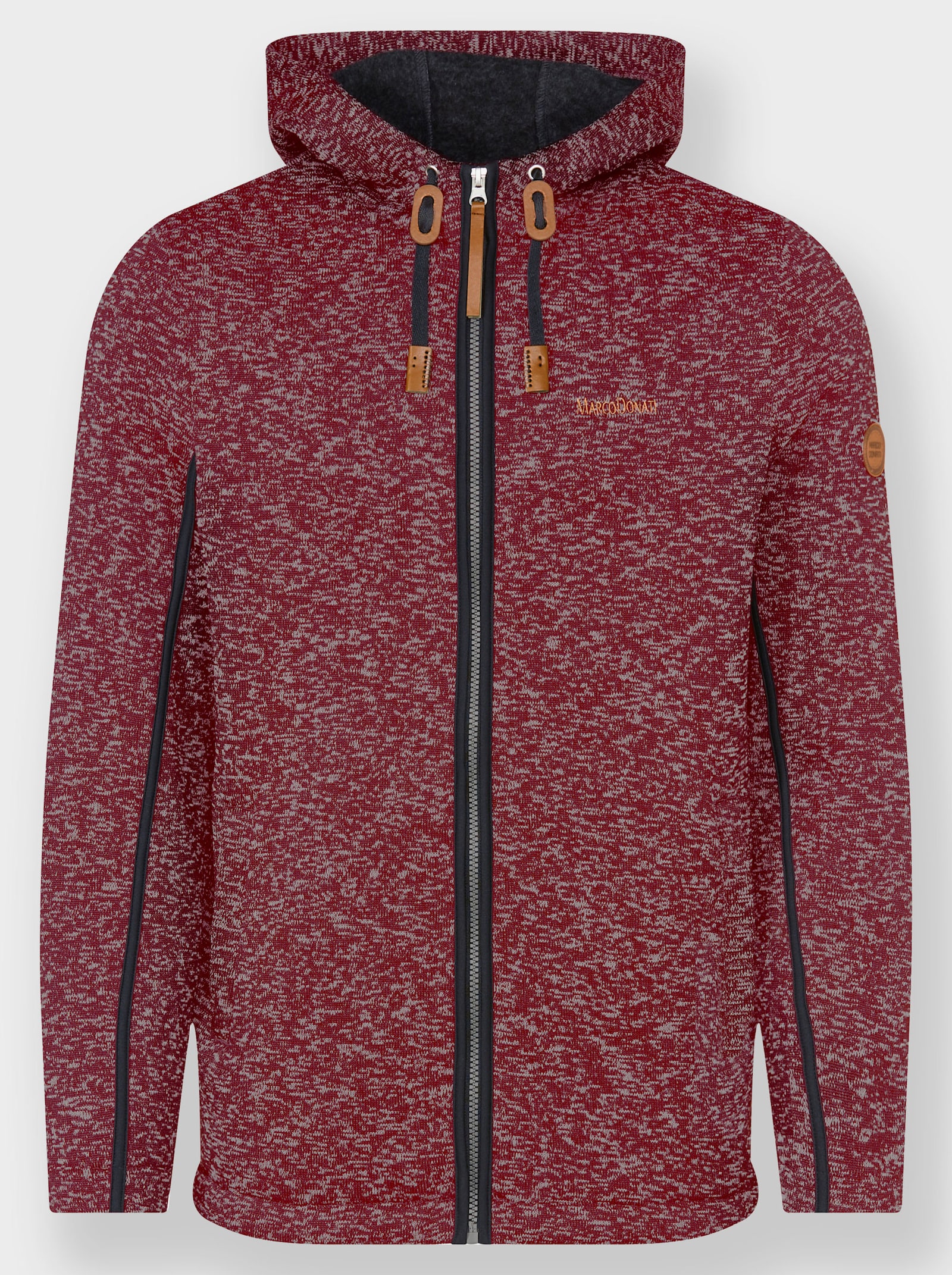 Marco Donati Pletená bunda-flauš, kapucňa - tmavočervená melírovaná