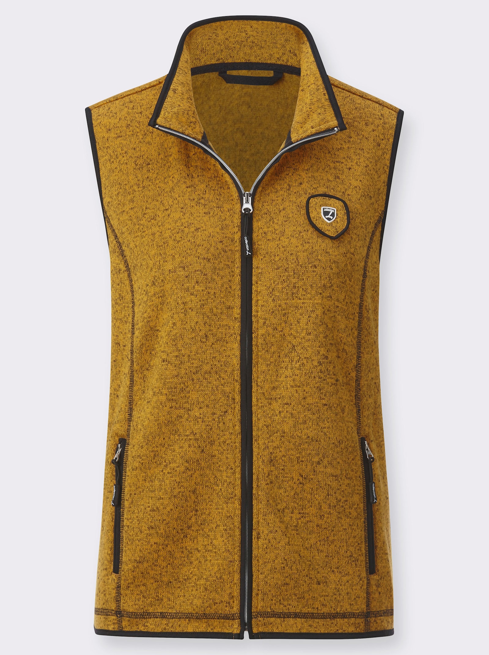 Fleeceweste mit Logo-Applikation - ocker-schwarz-gemustert