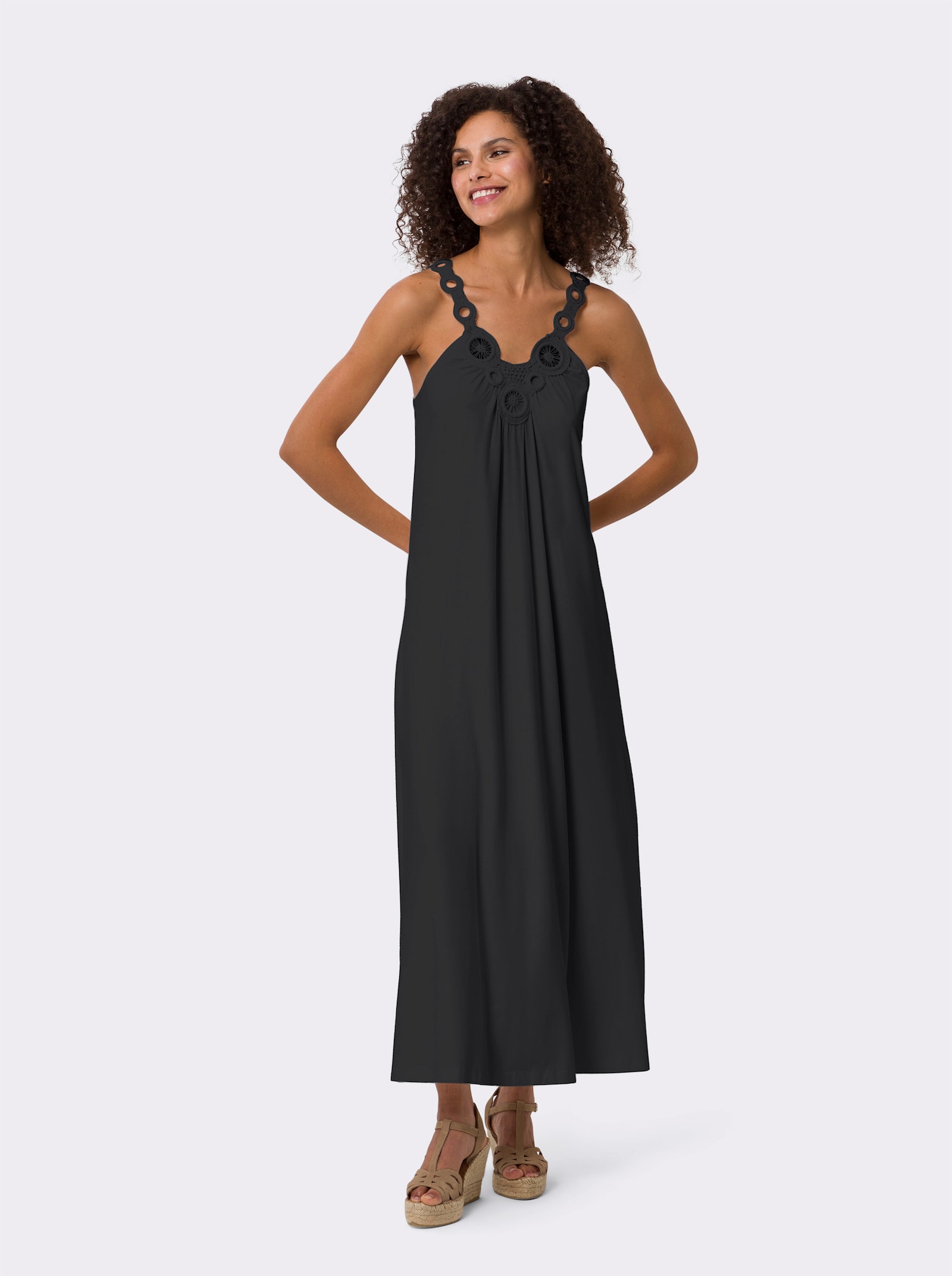 heine Overgooier met gehaakte versiering - zwart