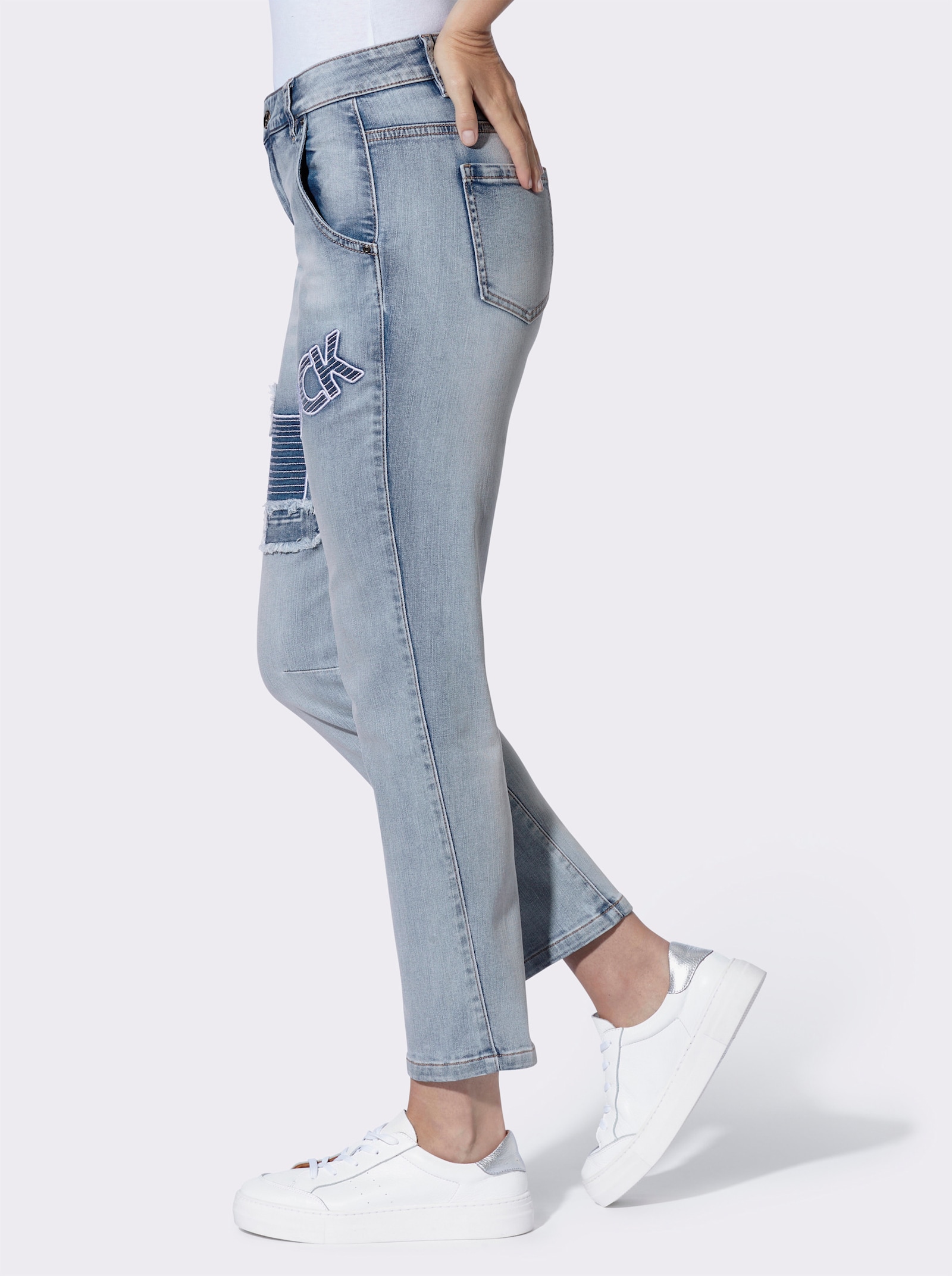 heine Boyfriend-Jeans mit Patches - blue-bleached