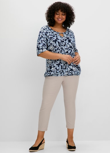 sheego Shirt - tiefblau-gemustert
